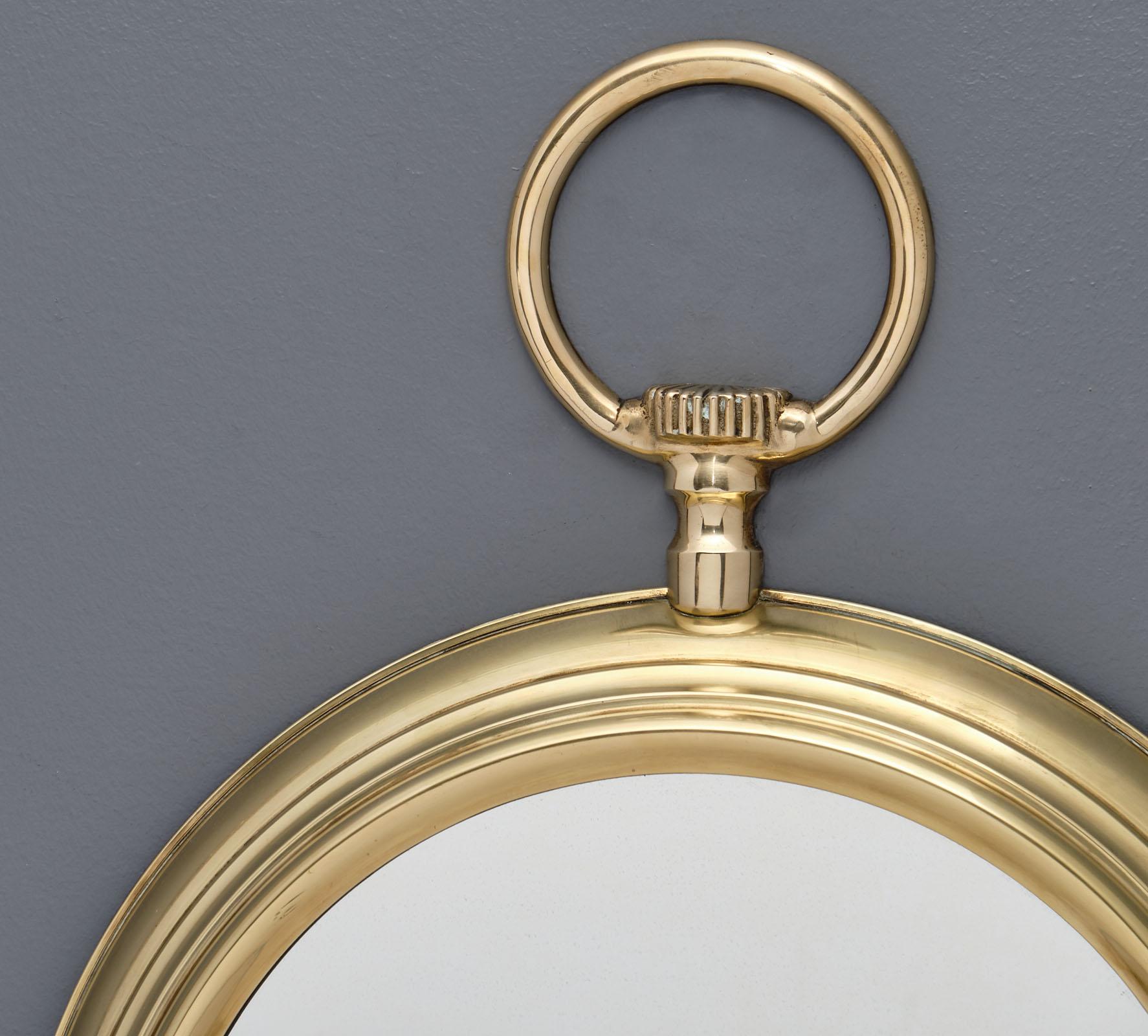 Art Deco Vintage French Brass Pocket Watch Mirror