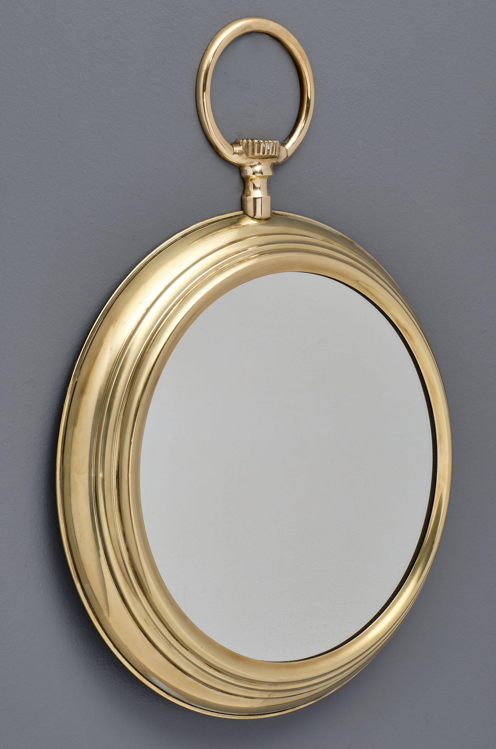 Vintage French Brass Pocket Watch Mirror 1
