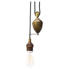 Vintage French Brass Pulley pendant lamp