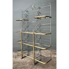 Vintage French Brass Rail Bakers Rack