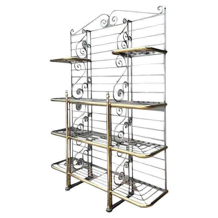 Vintage French Brass Rail Bakers Rack