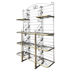 Vintage French Brass Rail Bakers Rack