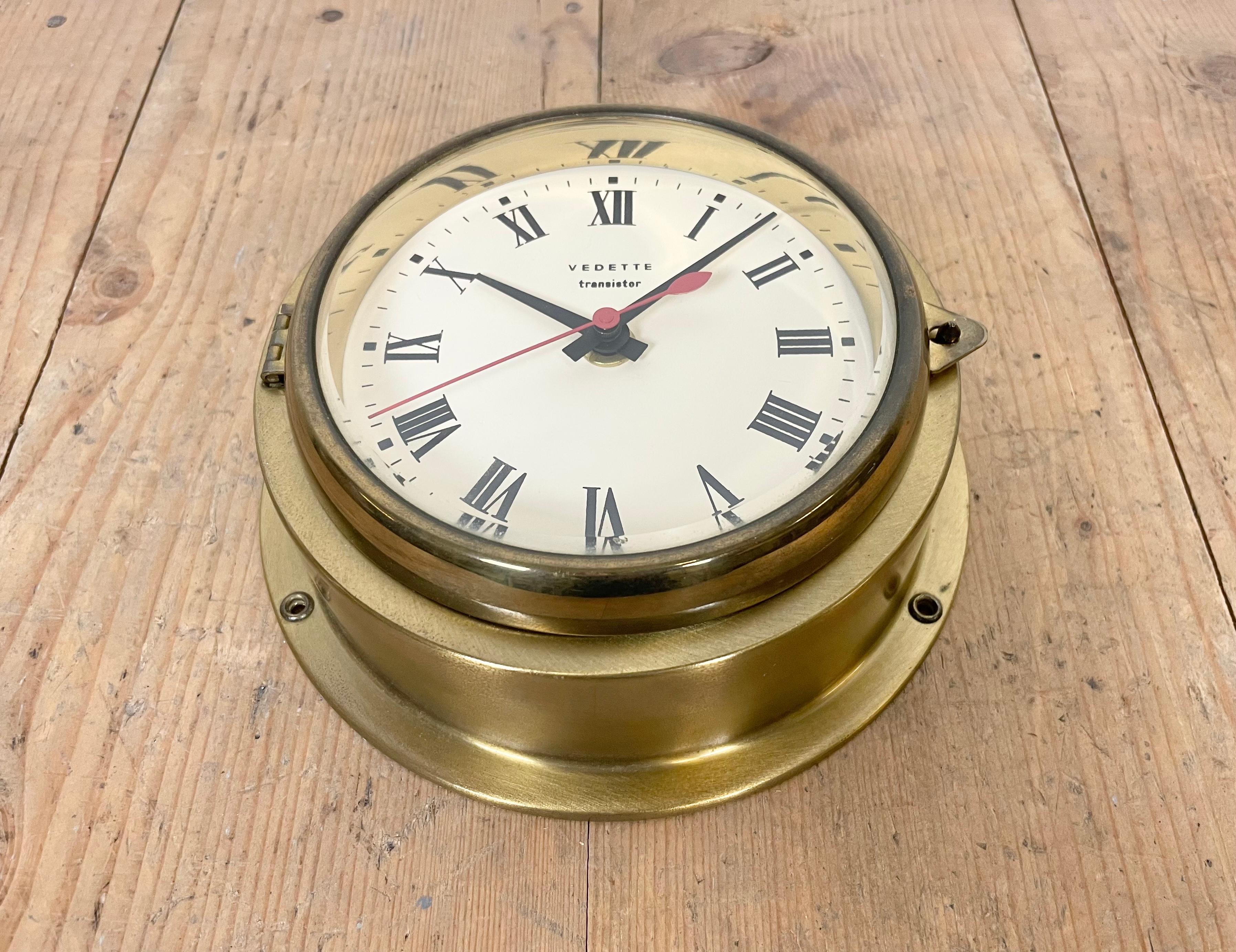 20th Century Vintage French Brass Ships Clock from Vedette, 1950s