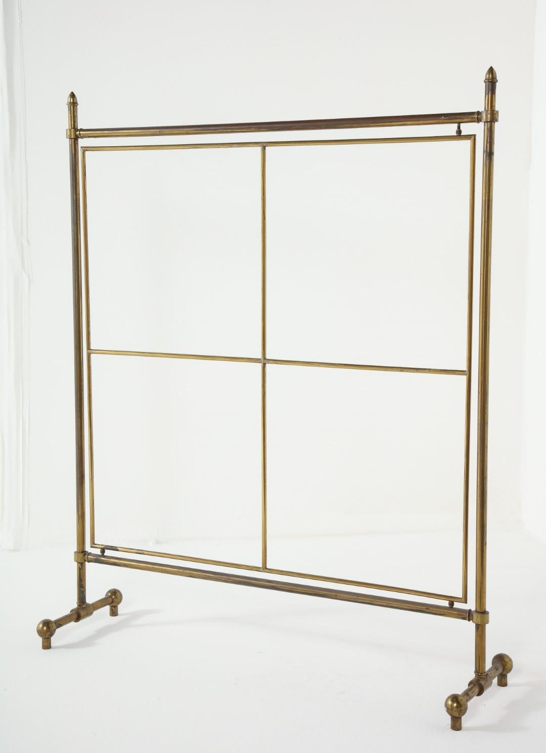 Mid-20th Century Vintage French Brass Standing Screen