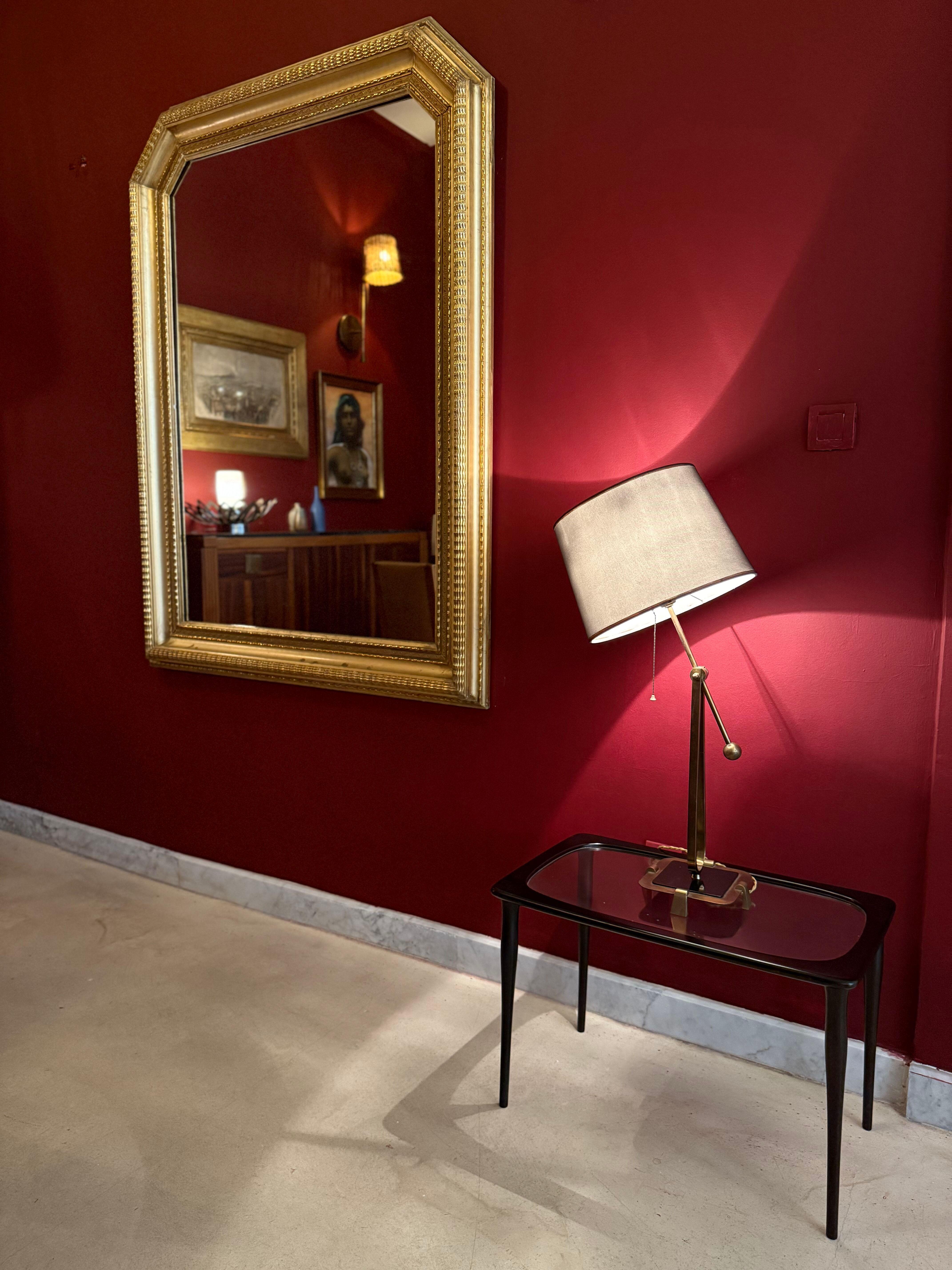Mid-Century Modern Lampe de table française en laiton et métal, années 1950 en vente
