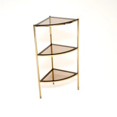 Vintage French Brass Three Tier Corner Table