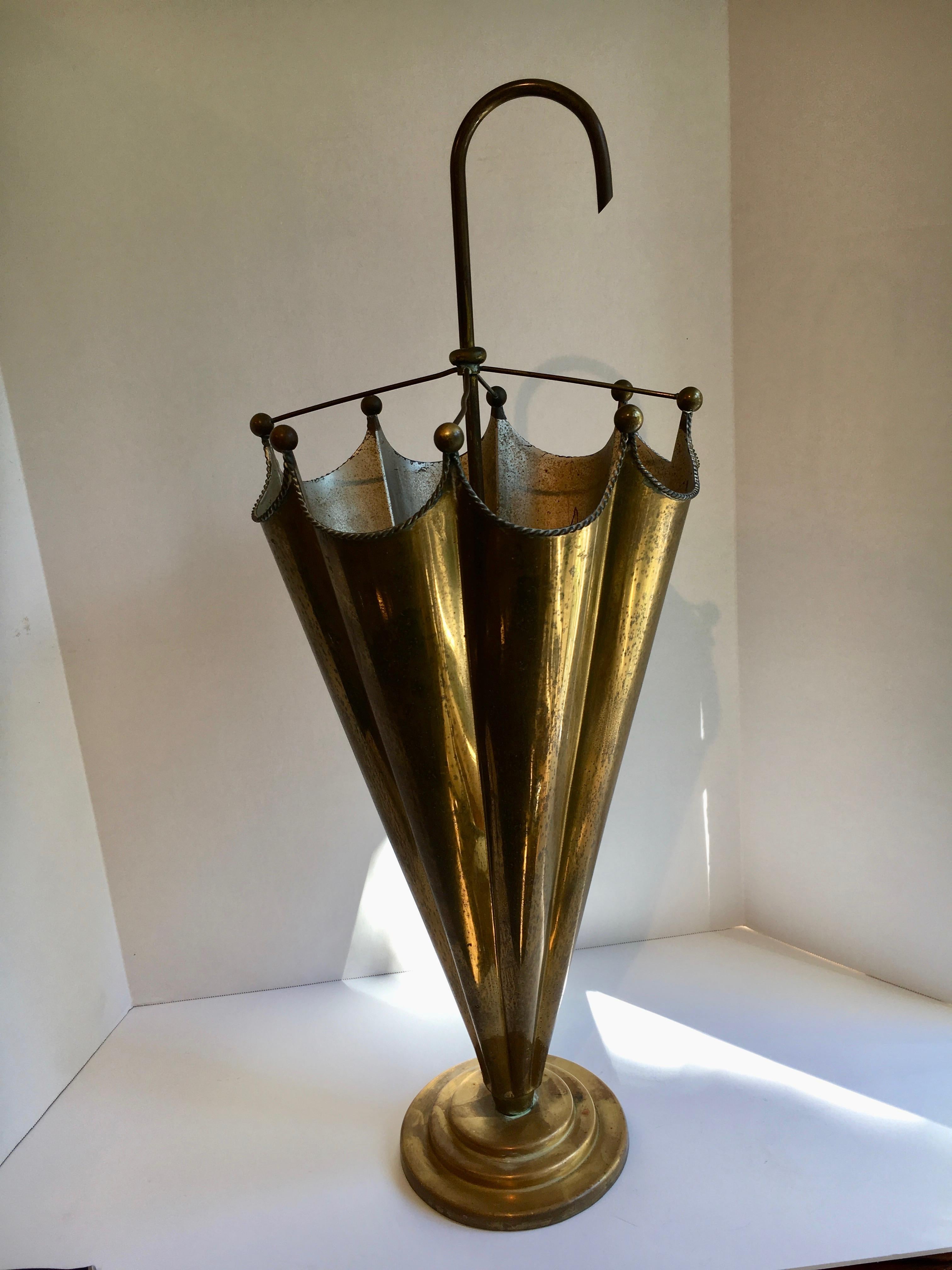 Vintage French Brass Umbrella Stand 2