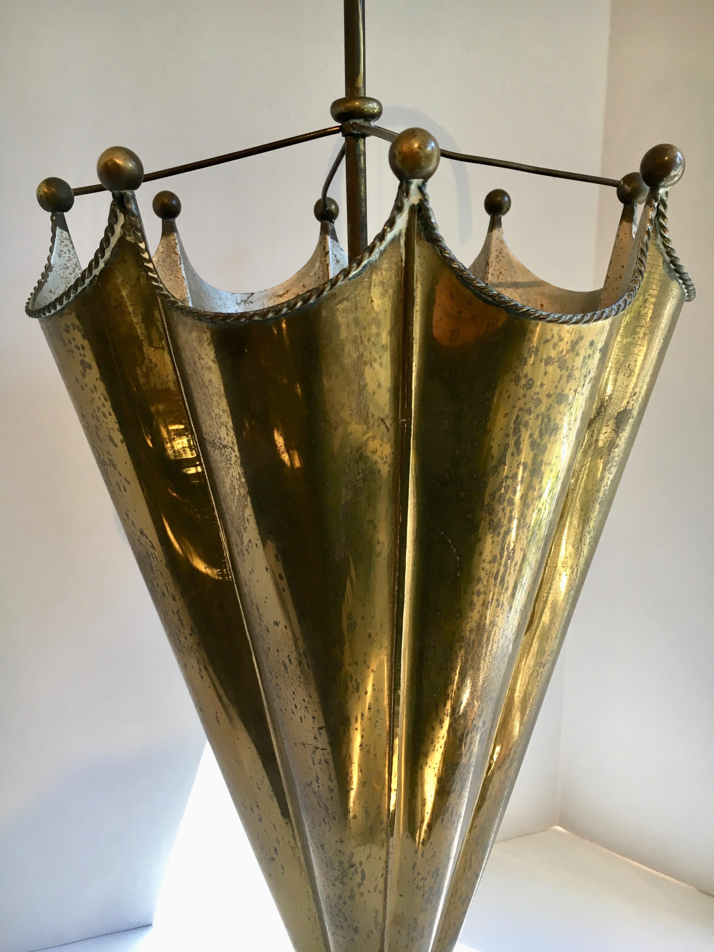 Mid-Century Modern Vintage French Brass Umbrella Stand