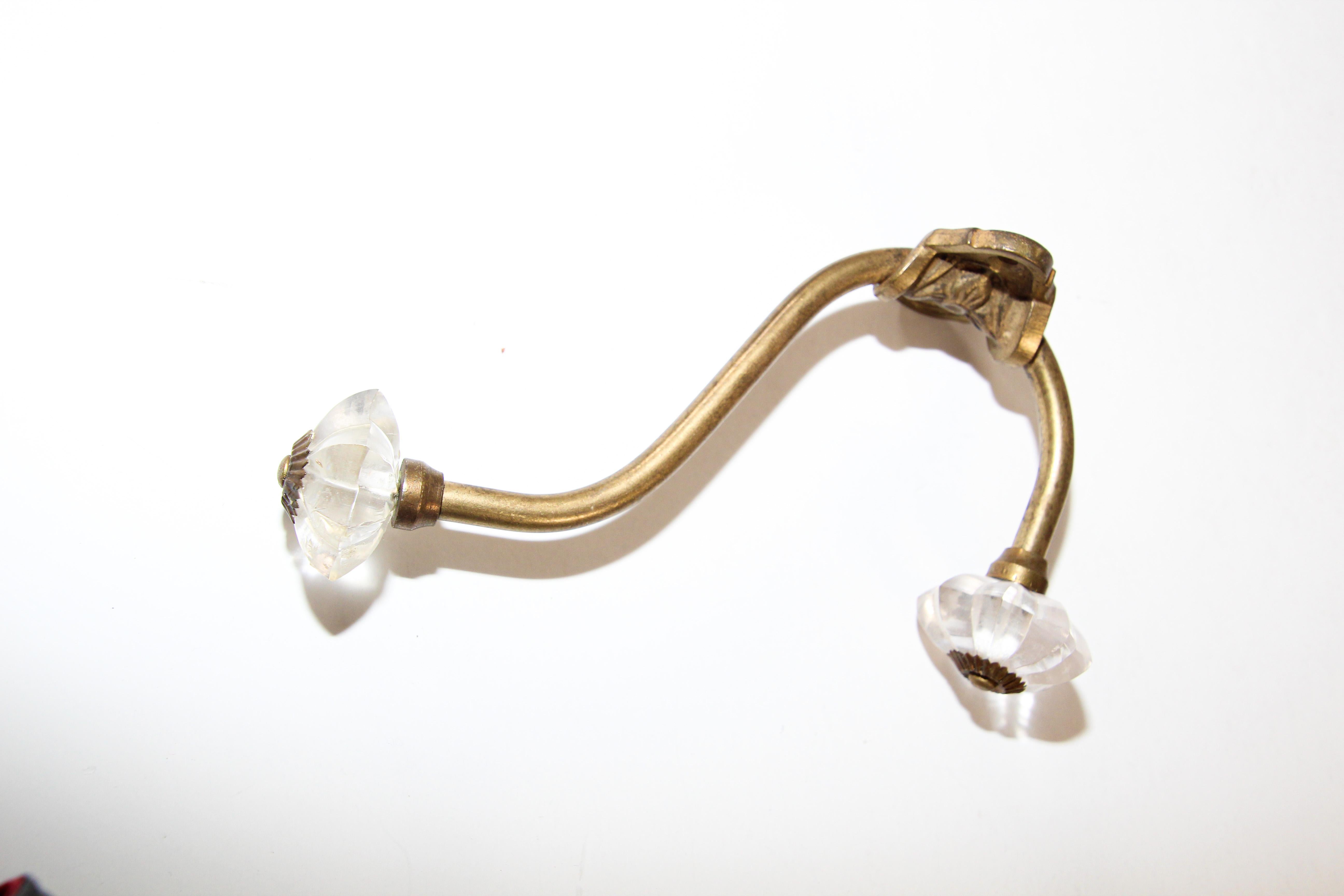 Vintage French Brass Wall Double Hook, Set of Three 4