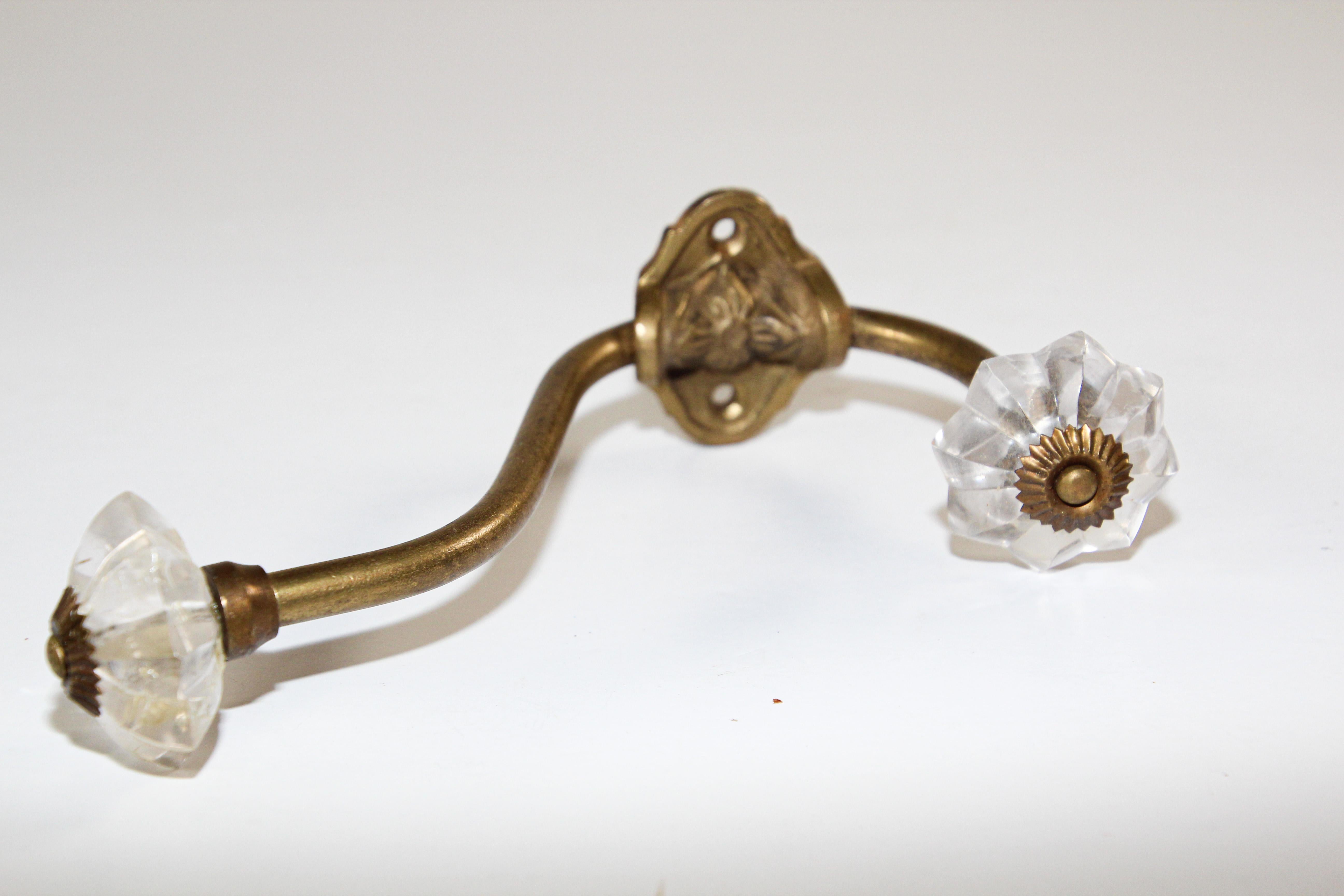 Vintage French Brass Wall Double Hook, Set of Three 5