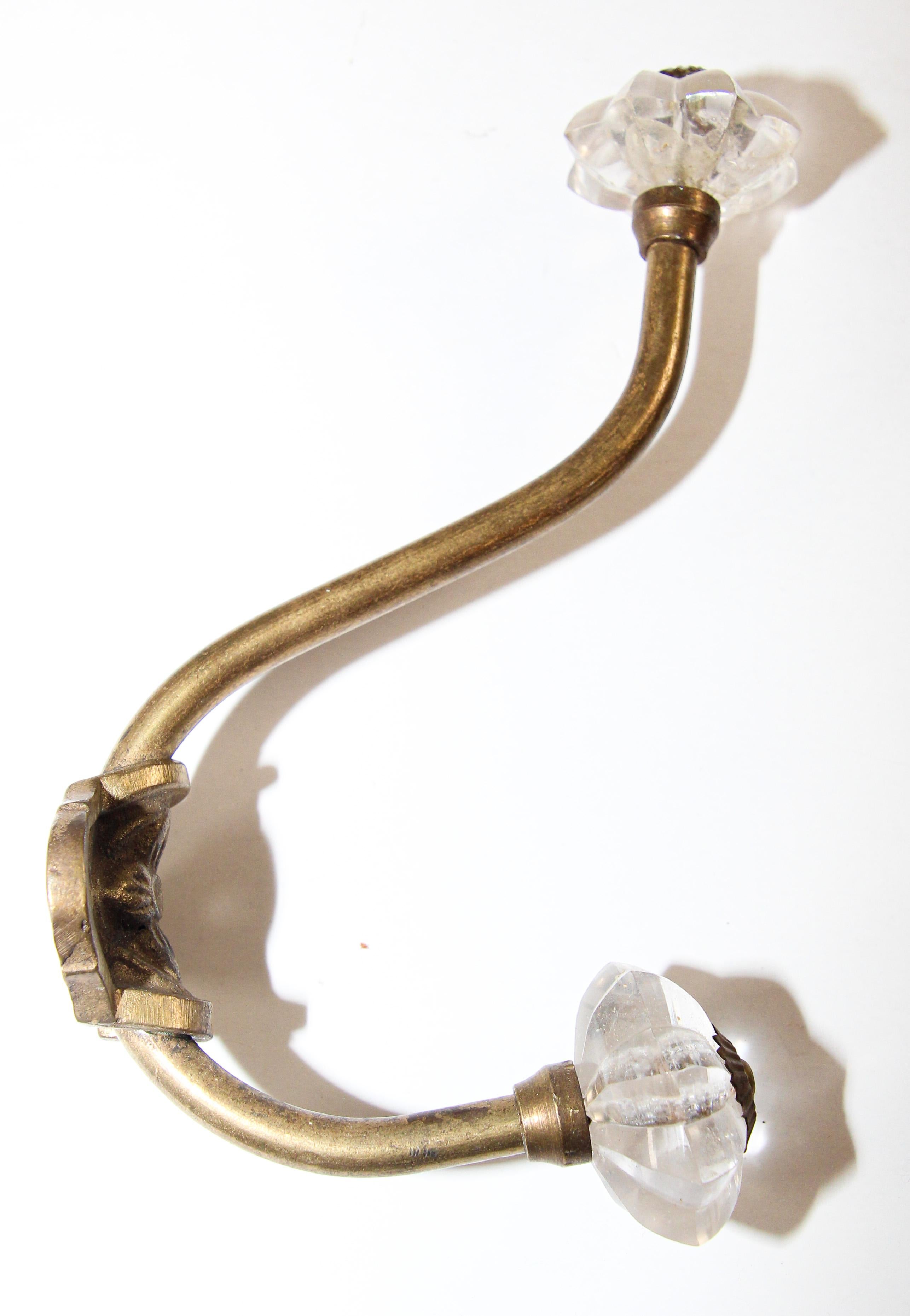Vintage French Brass Wall Double Hook, Set of Three 13