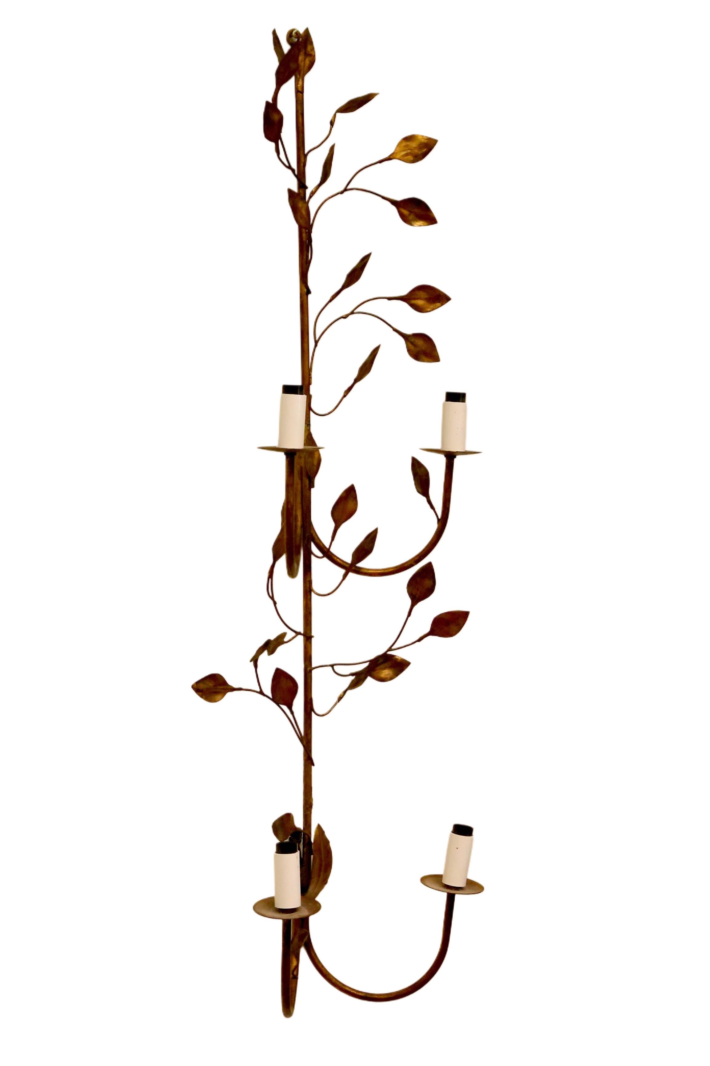 Vintage Französisch Messing Wandleuchte mit Blatt-Motiv - 1950er Jahre Mid-Century Design im Angebot 4