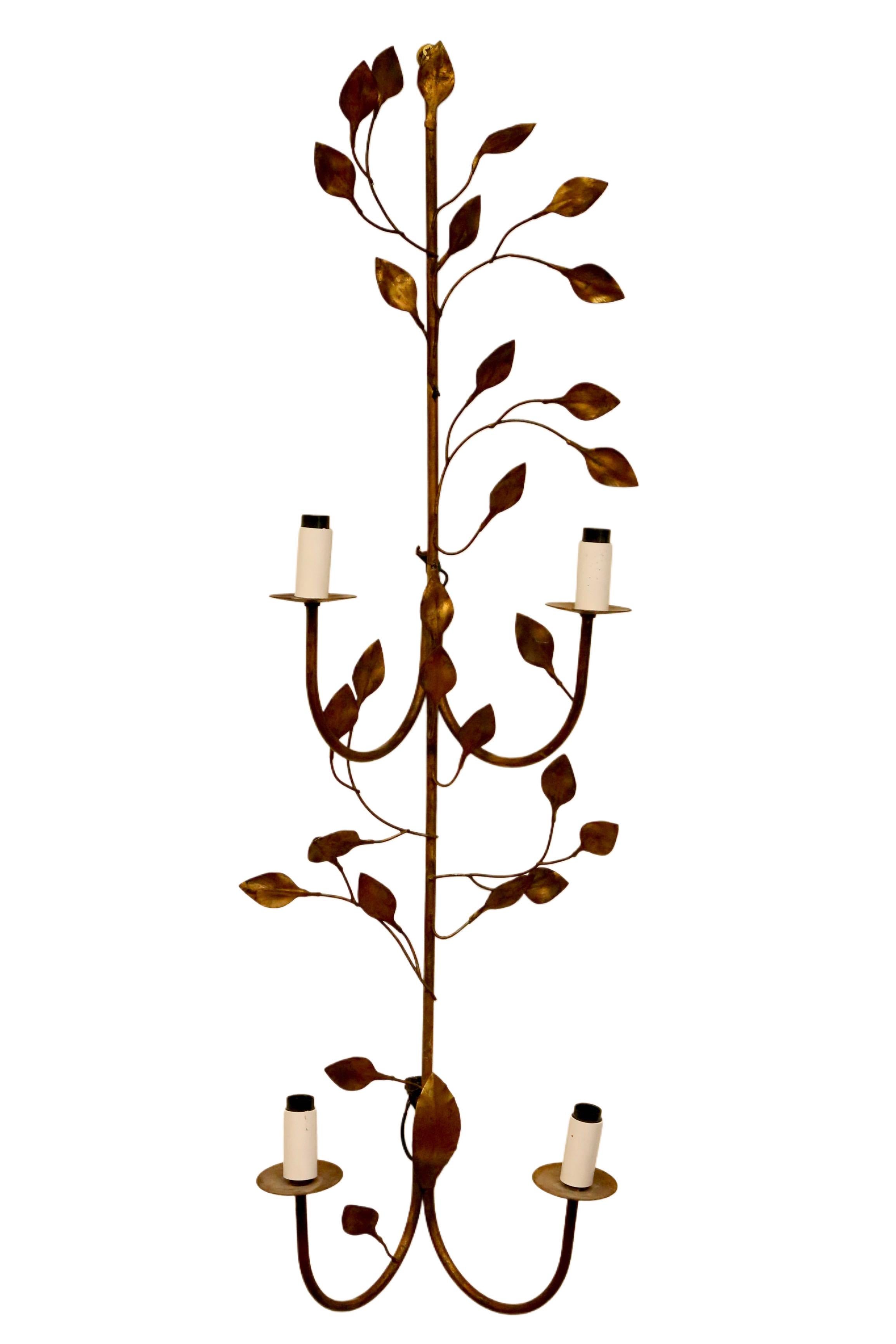 Vintage Französisch Messing Wandleuchte mit Blatt-Motiv - 1950er Jahre Mid-Century Design im Angebot 5