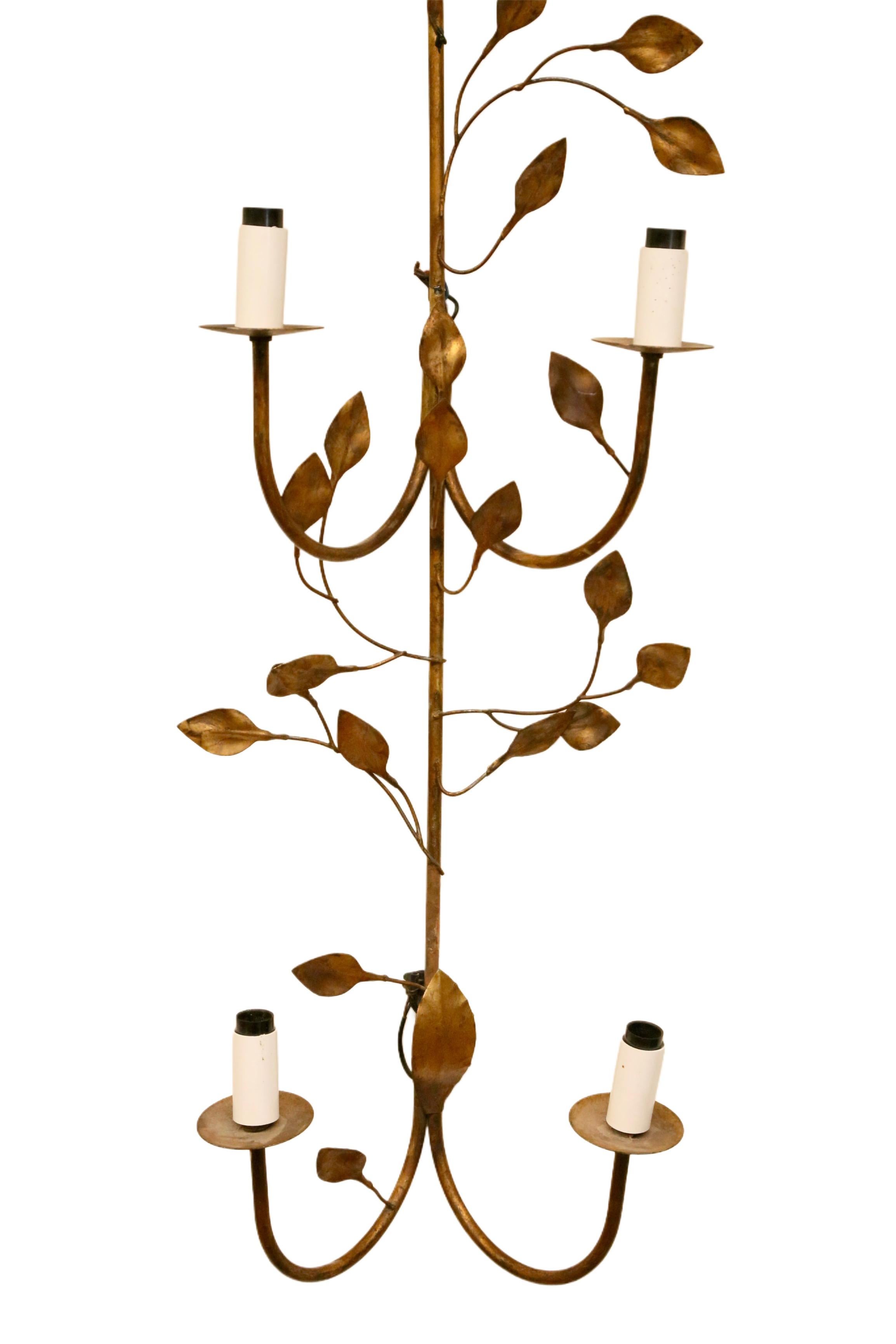 Vintage Französisch Messing Wandleuchte mit Blatt-Motiv - 1950er Jahre Mid-Century Design im Angebot 2
