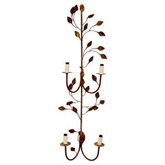 Vintage French Brass Wall Light with Leaf Motif - 1950s Mid-Century Design