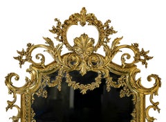 Vintage French Brass Wall Mirror, Rococo Style, Circa 1960-70, Large