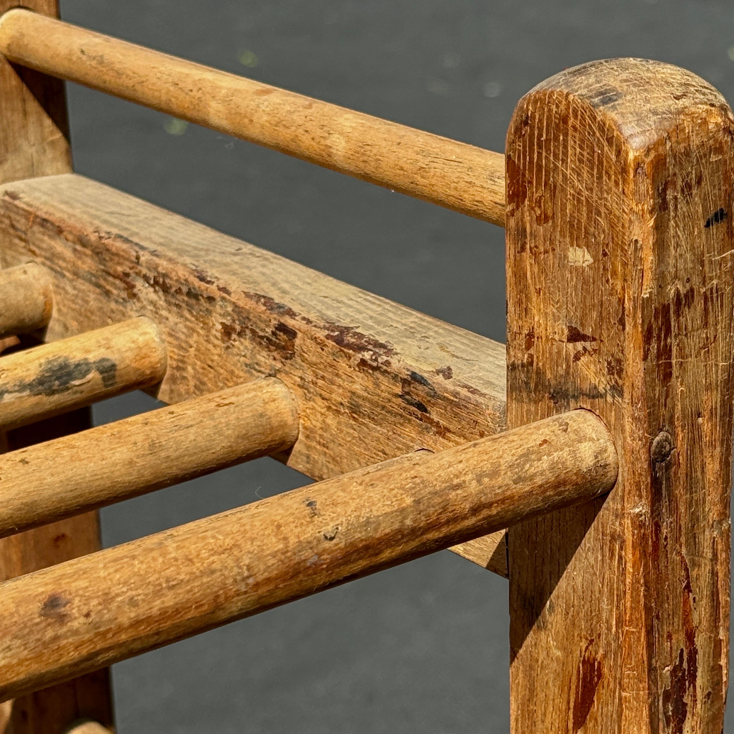 Vintage French Bread Pastry Wood Bakers Rack Cart, 1920’s For Sale 12