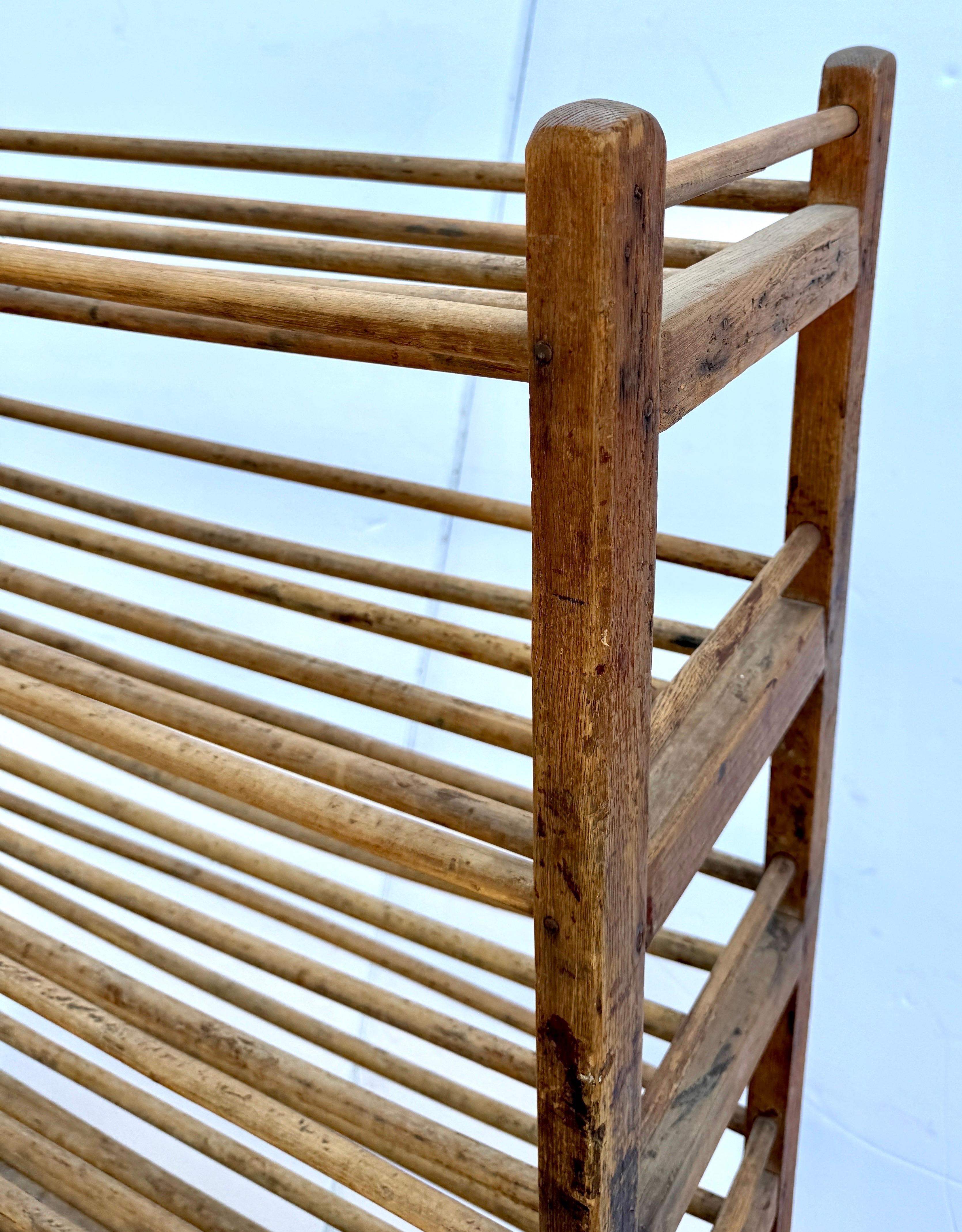 Hand-Crafted Vintage French Bread Pastry Wood Bakers Rack Cart, 1920’s For Sale