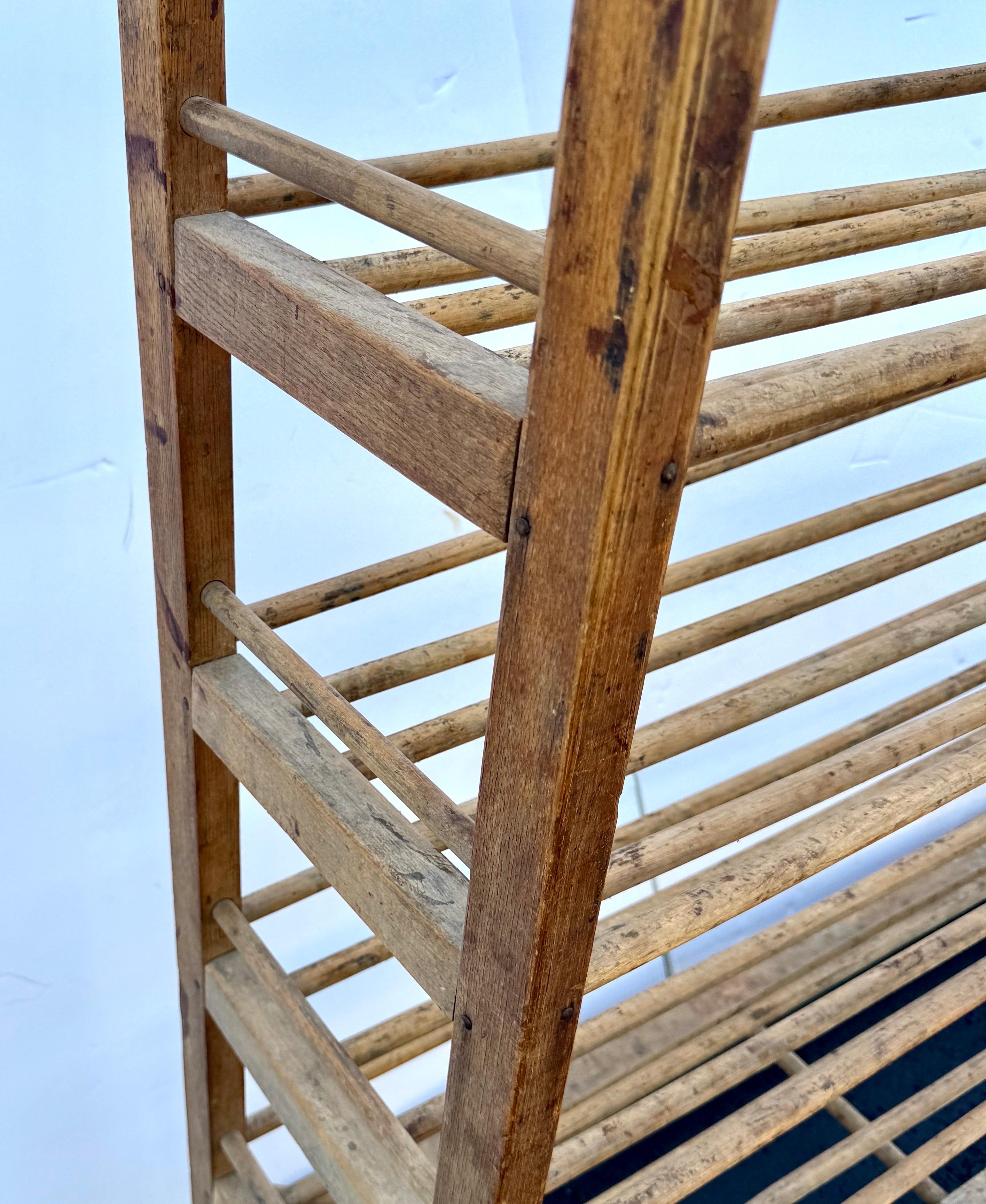 Vintage French Bread Pastry Wood Bakers Rack Cart, 1920’s In Good Condition For Sale In Haddonfield, NJ