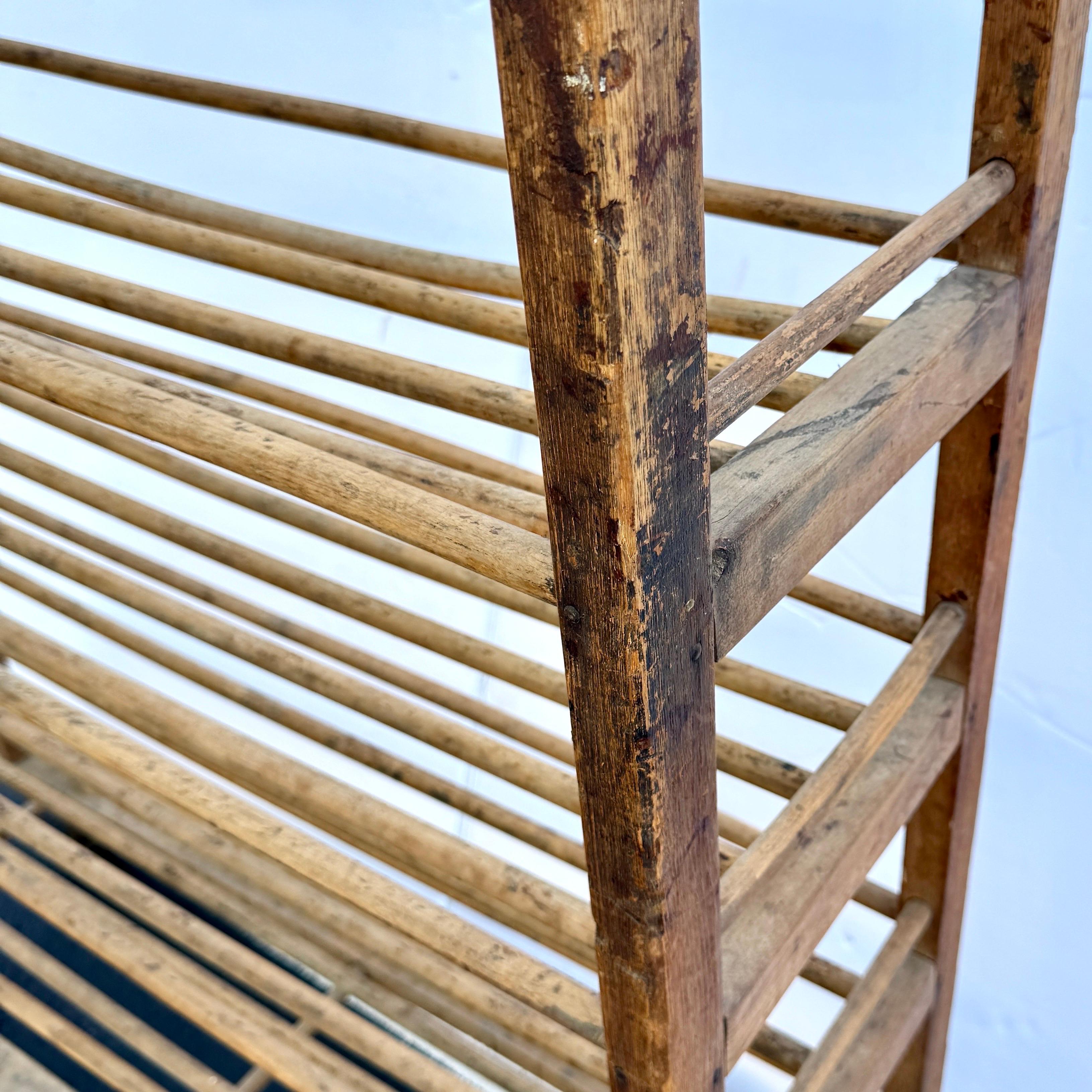20th Century Vintage French Bread Pastry Wood Bakers Rack Cart, 1920’s For Sale
