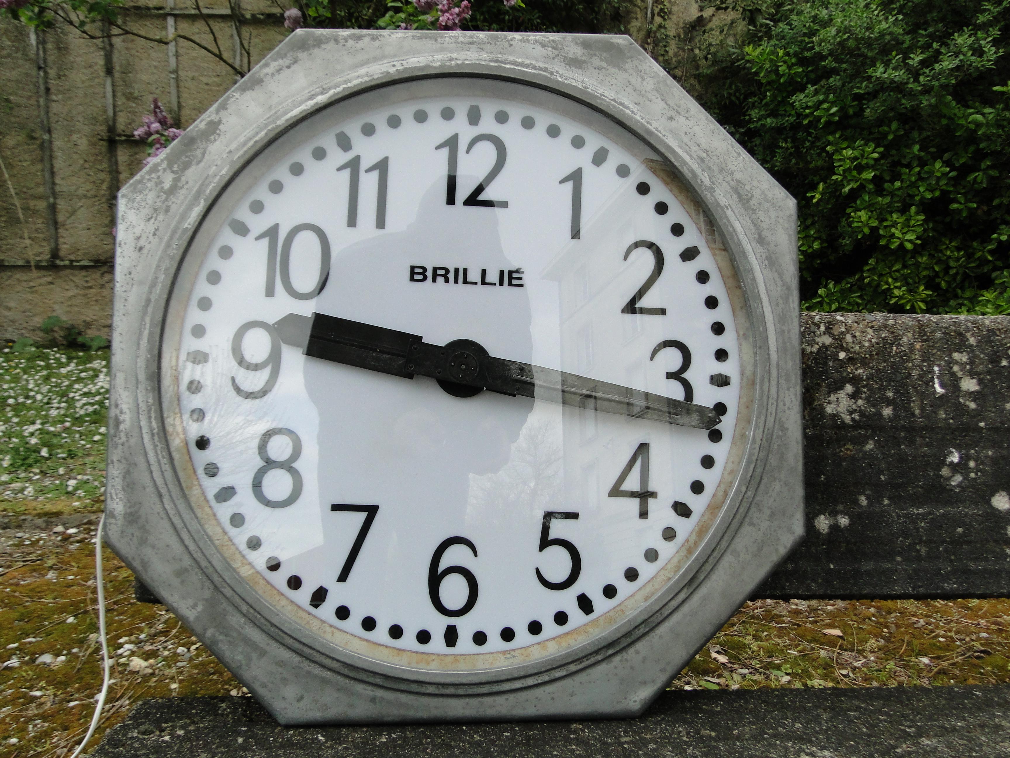 Brillie Vintage French  Station Railway Clock Factory Industrial  Paris France For Sale 1