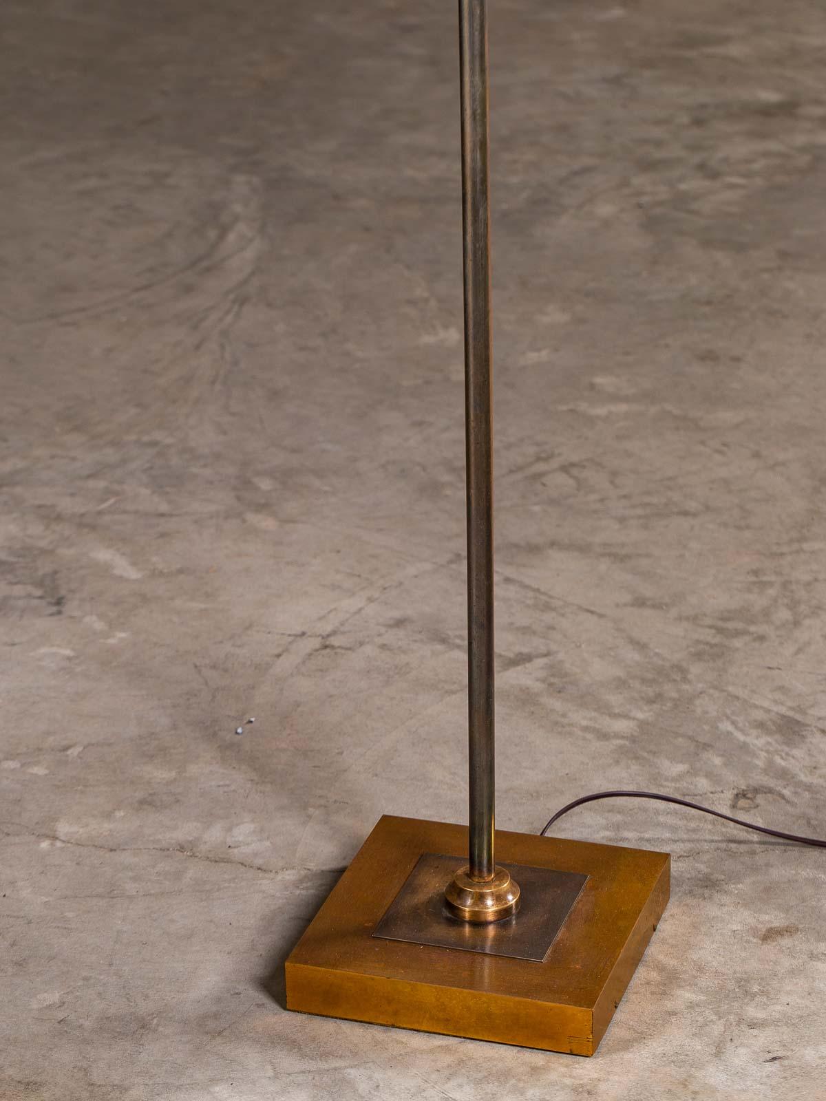 Vintage French Bronze and Brass Swing Arm Lamp, circa 1940 with Rabbit Shade 3