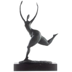Vintage French Bronze Casting of Female Nude on Marble Mount