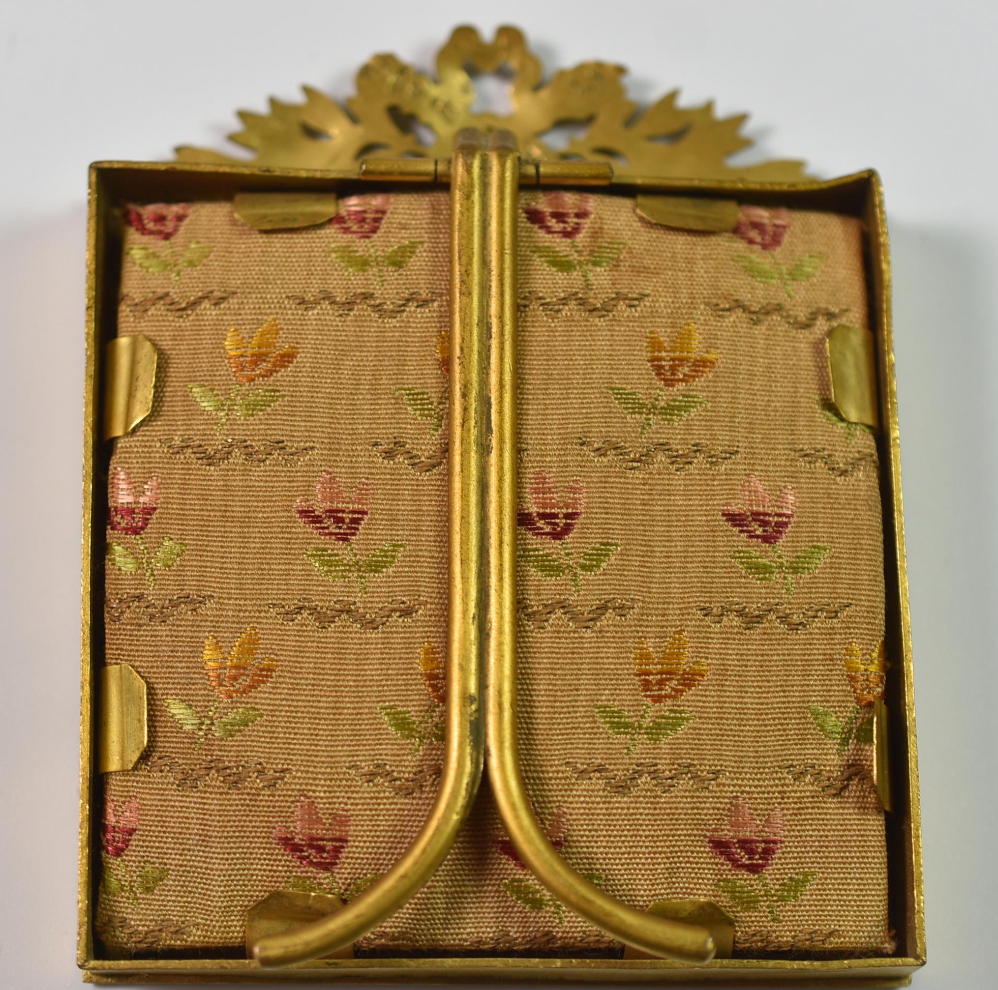 Unknown Vintage French Bronze Frame Gold Dore Miniature Painted Portrait For Sale