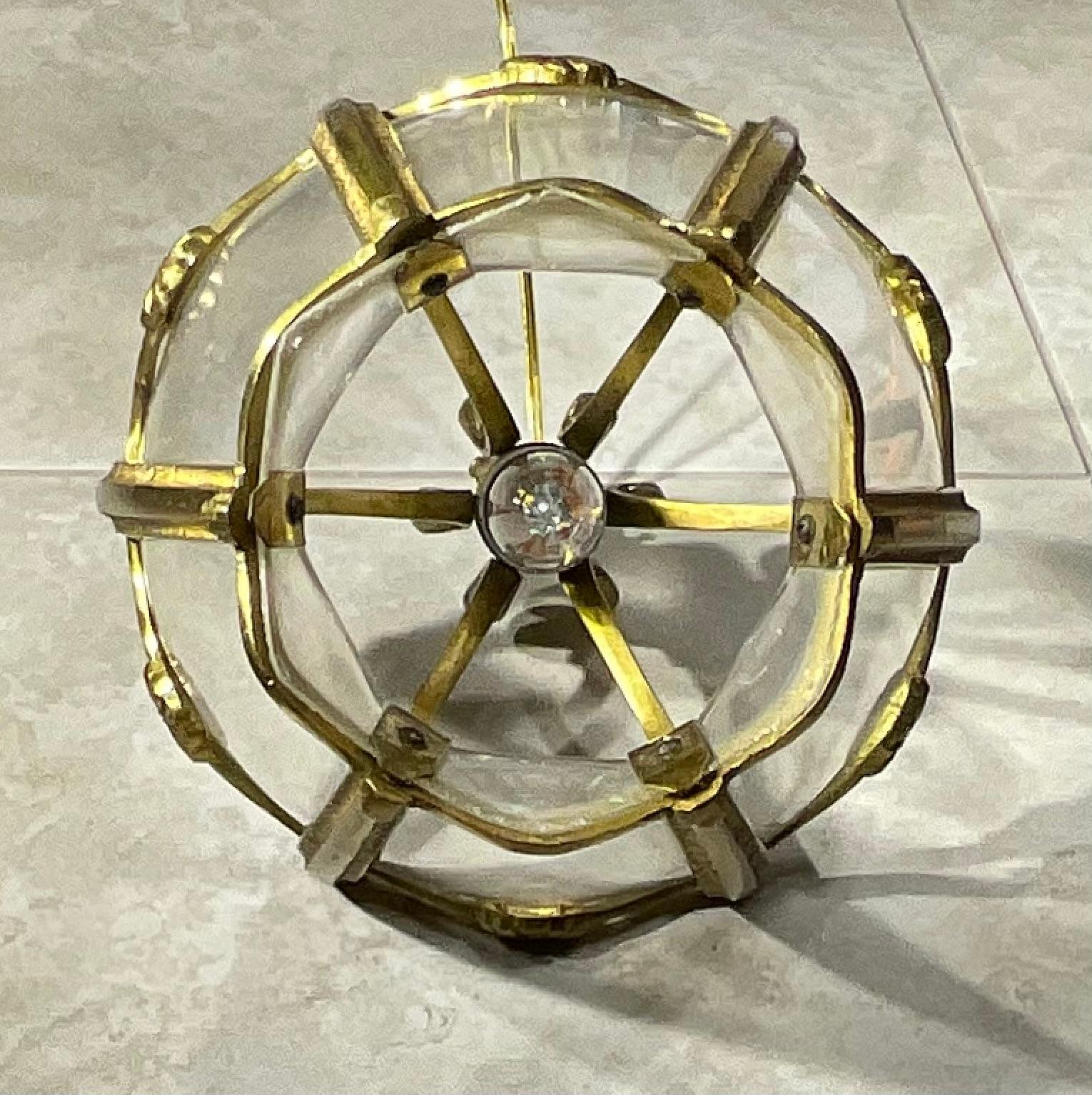 Lampada a sospensione a lanterna in bronzo francese vintage in vendita 3