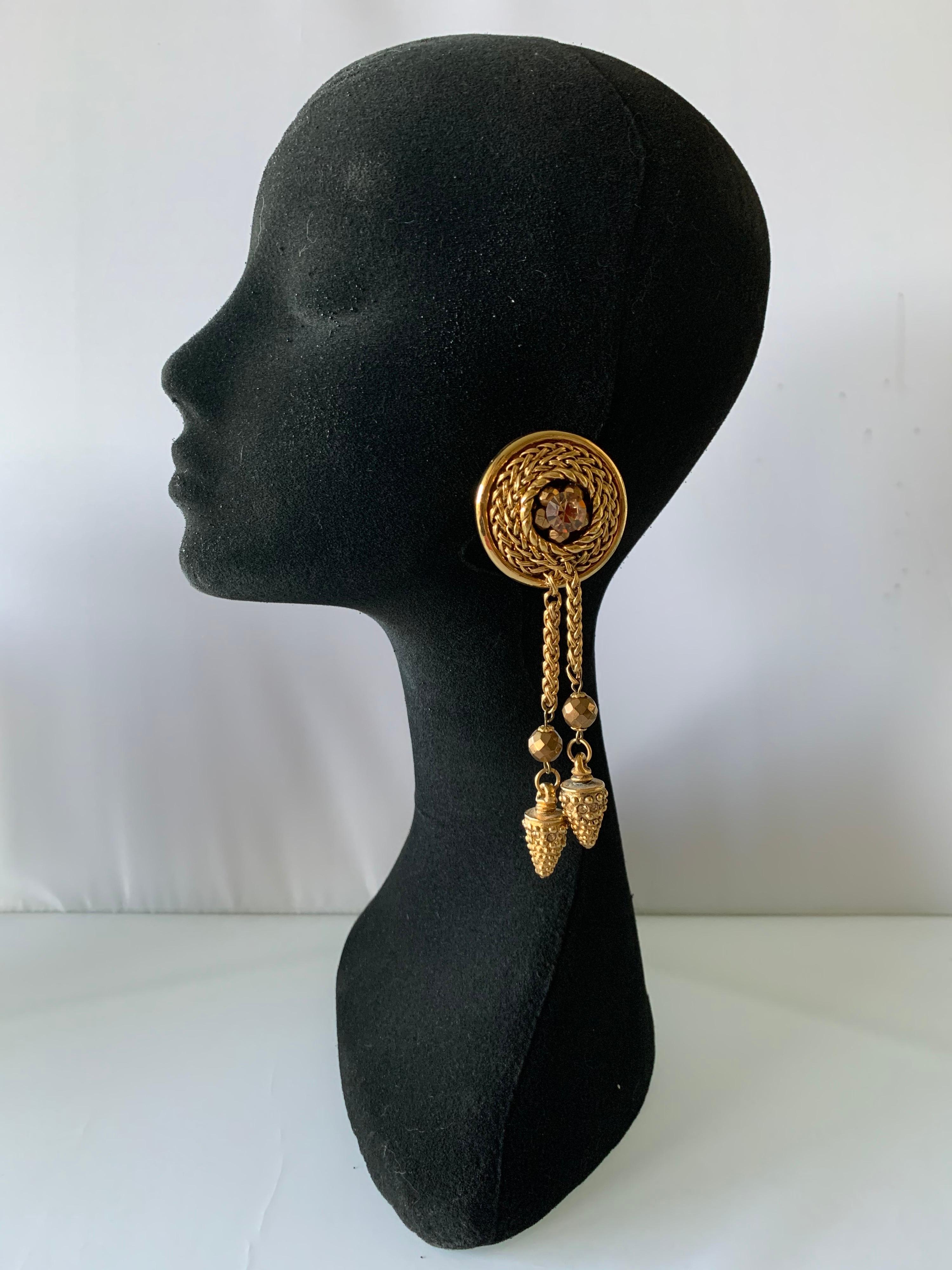 Vintage Französisch Bronze Quaste Aussage Ohrringe  (Rokoko) im Angebot