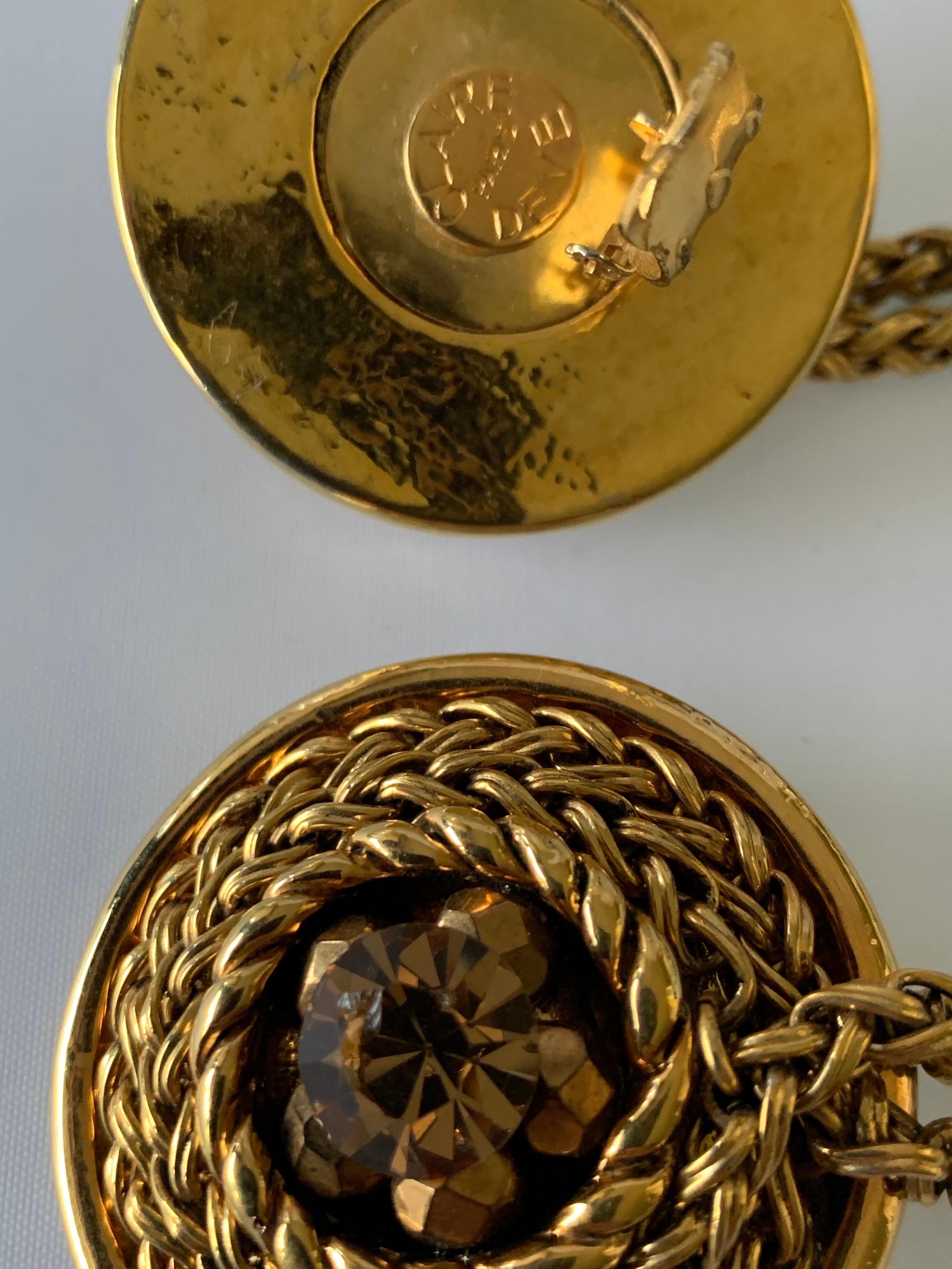 Boucles d'oreilles en bronze français vintage avec pompons  Pour femmes en vente