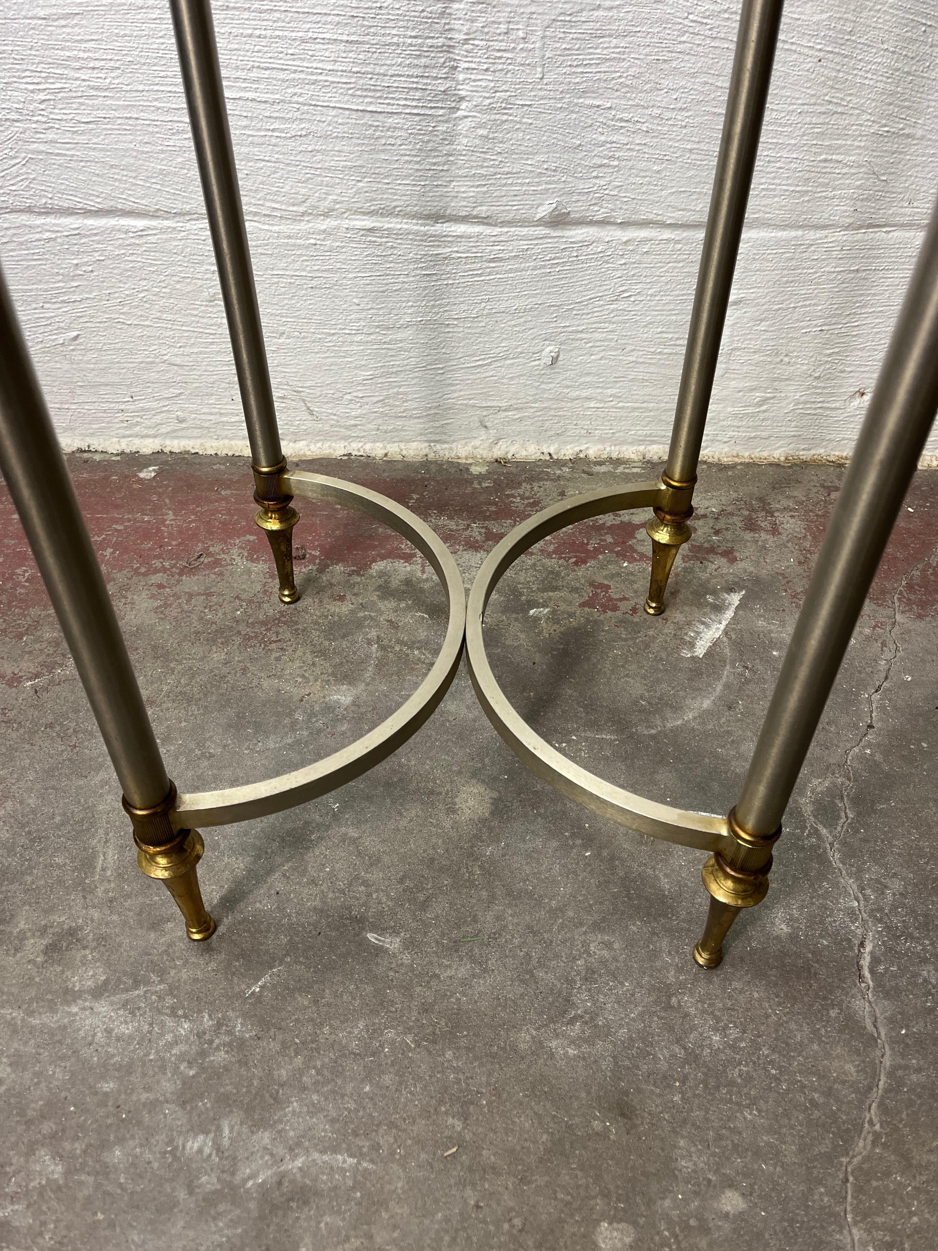 Vintage Französisch gebürstetem Stahl und Messing neoklassischen Directoire Tisch Stand im Angebot 7