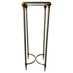 Support de table néoclassique vintage français en acier brossé et laiton Directoire
