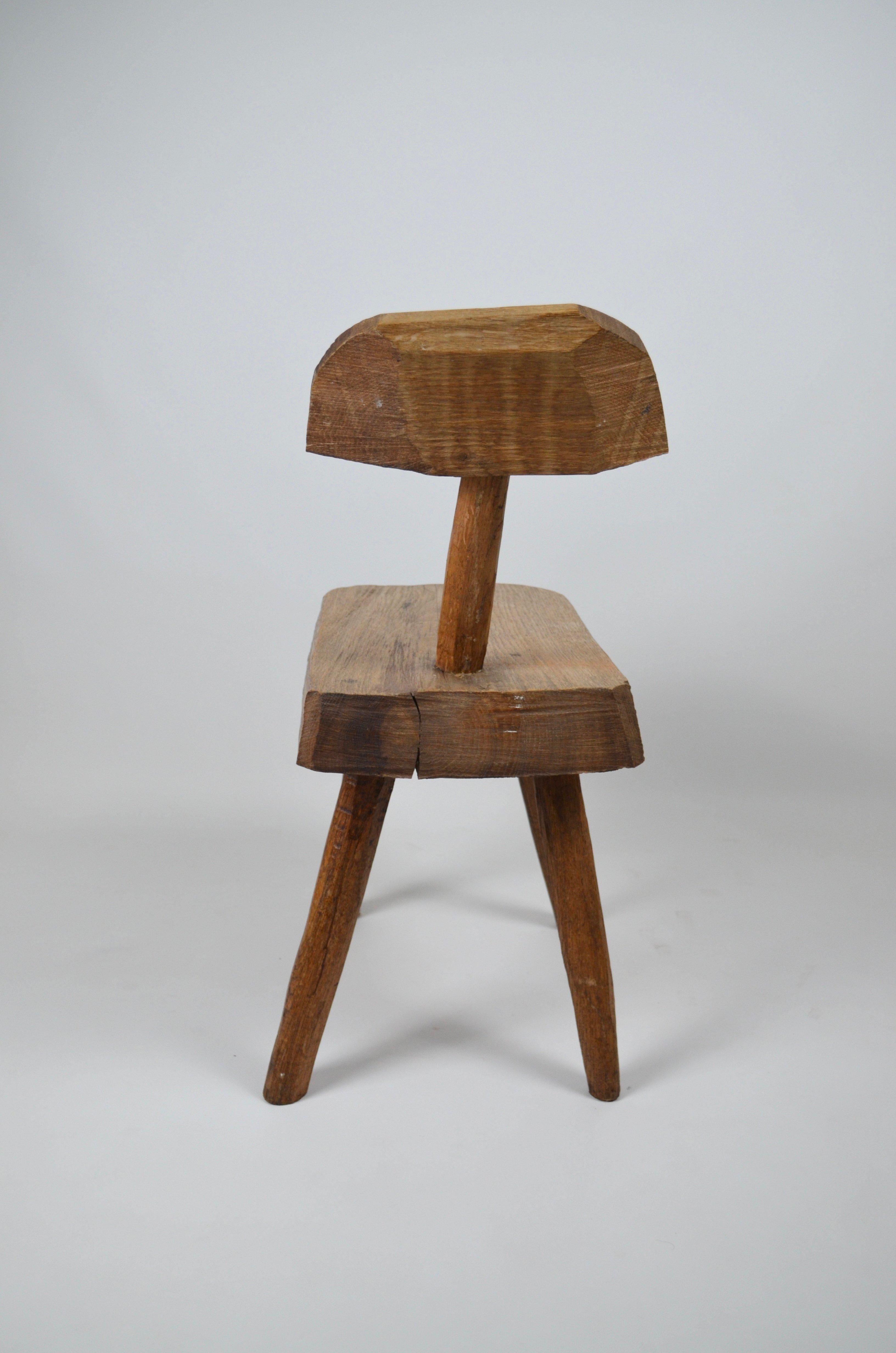 Vintage french Brutalist Wooden Chair In Good Condition For Sale In Marinha Grande, PT