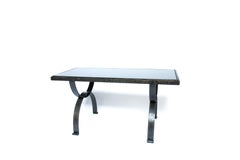 Vintage French Brutalist Wrought Iron Side Table by Raymond Subes