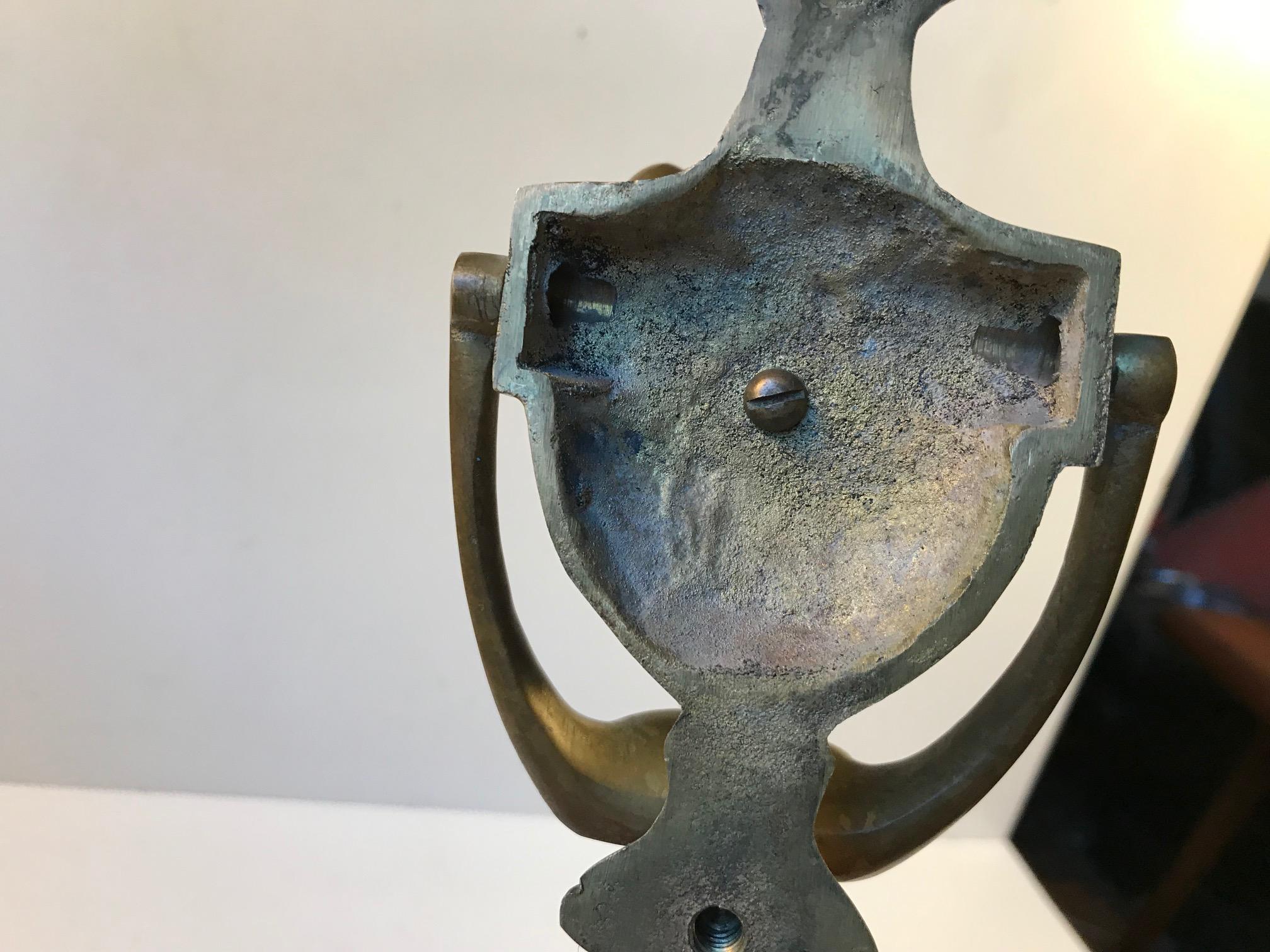 European Vintage French Bulldog Door Knocker in Bronze, 1950s