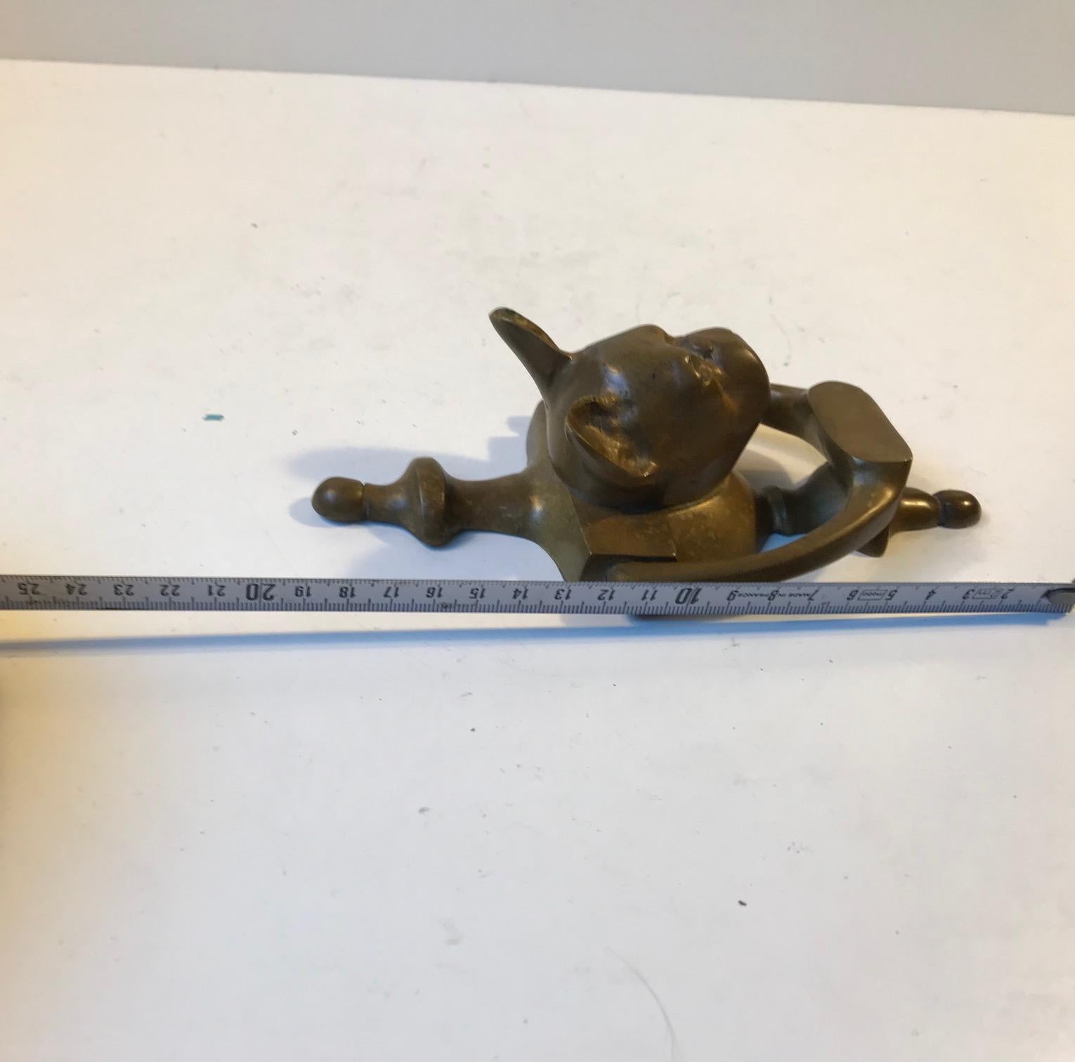 Vintage French Bulldog Door Knocker in Bronze, 1950s In Good Condition In Esbjerg, DK