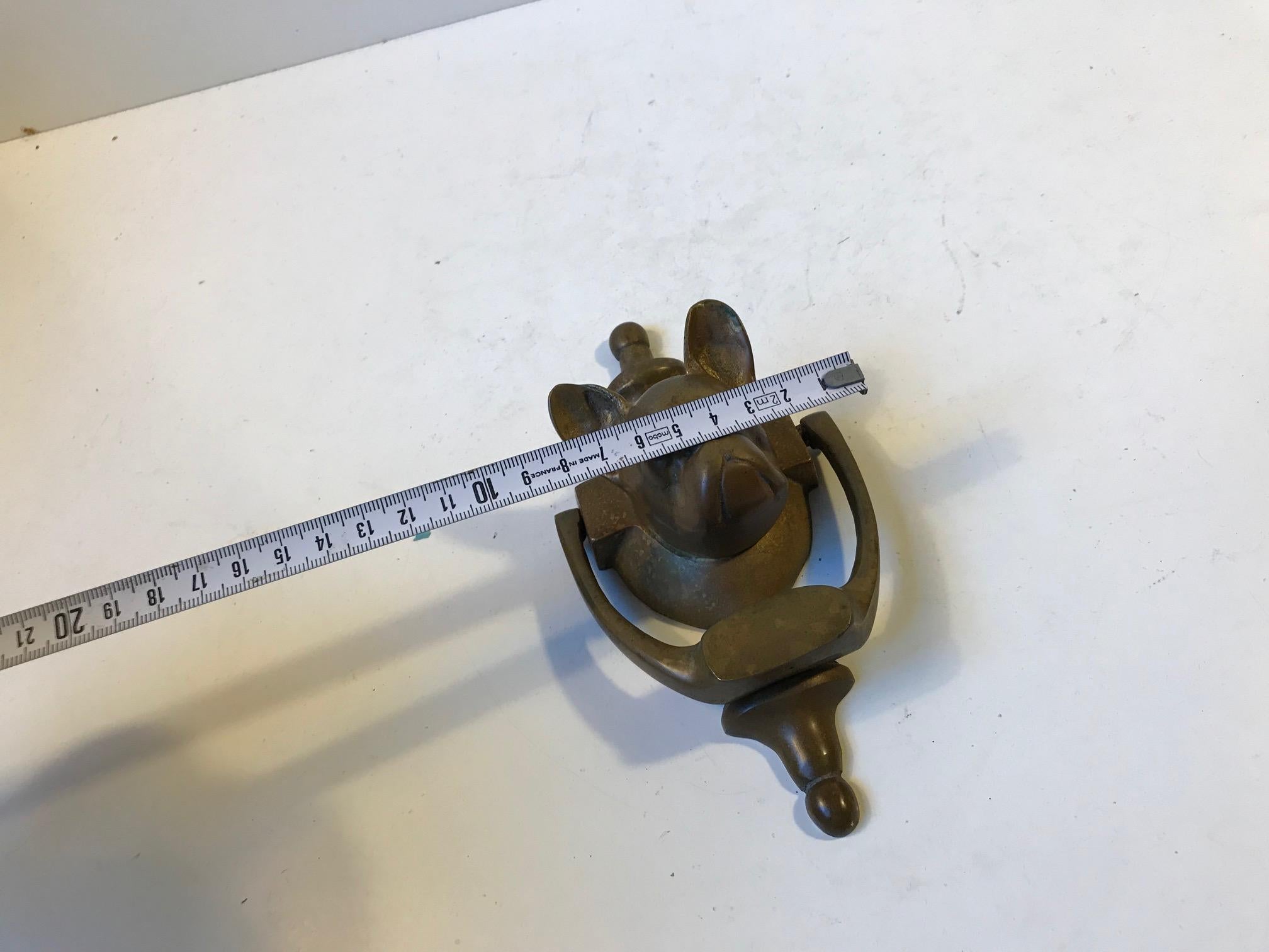 Mid-20th Century Vintage French Bulldog Door Knocker in Bronze, 1950s