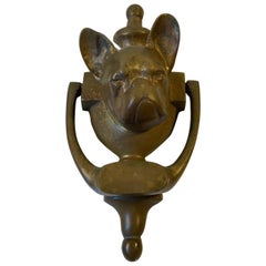 Französischer Bulldoggen-Türklopfer aus Bronze:: 1950er Jahre