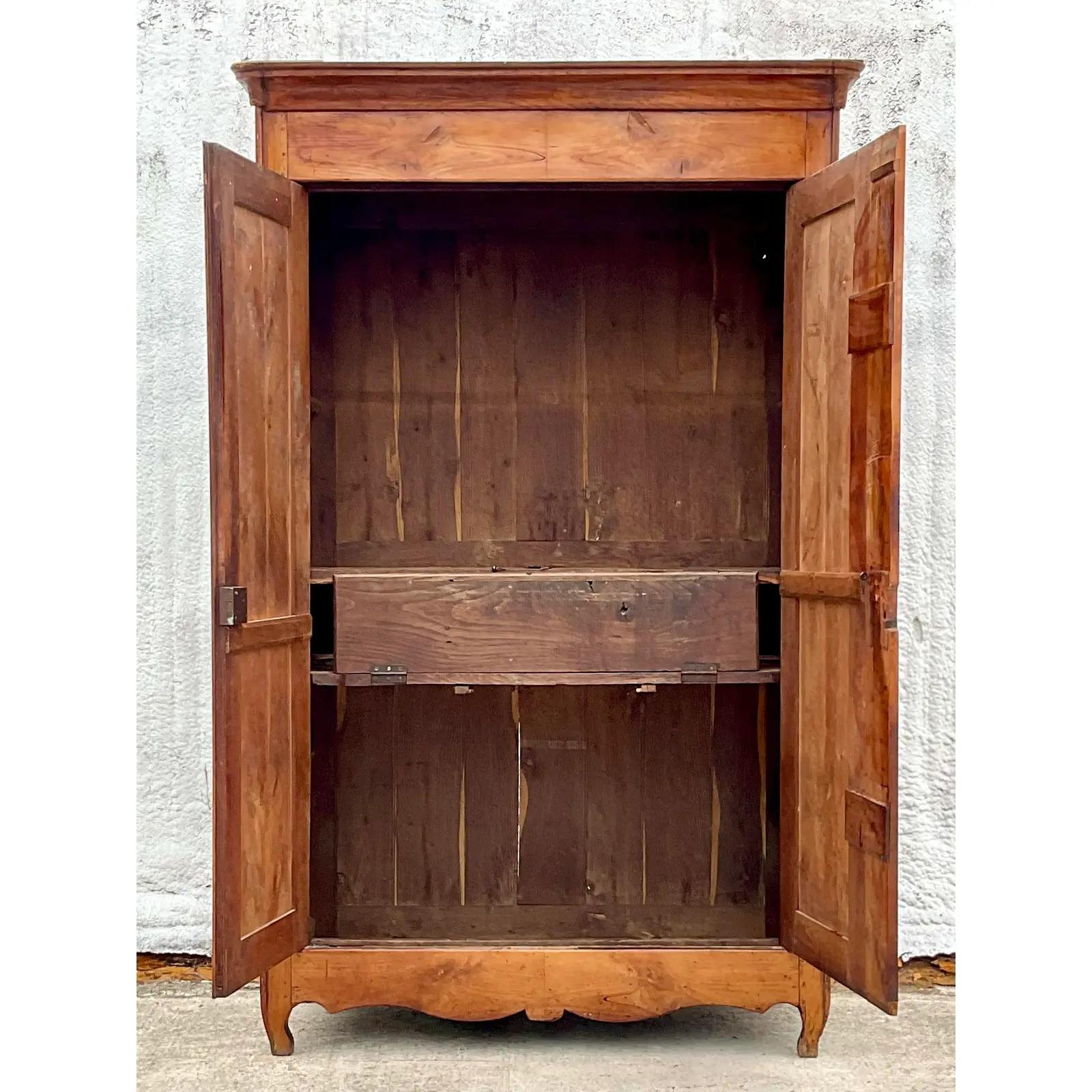Vintage French Burl Wood Armoire In Good Condition In west palm beach, FL