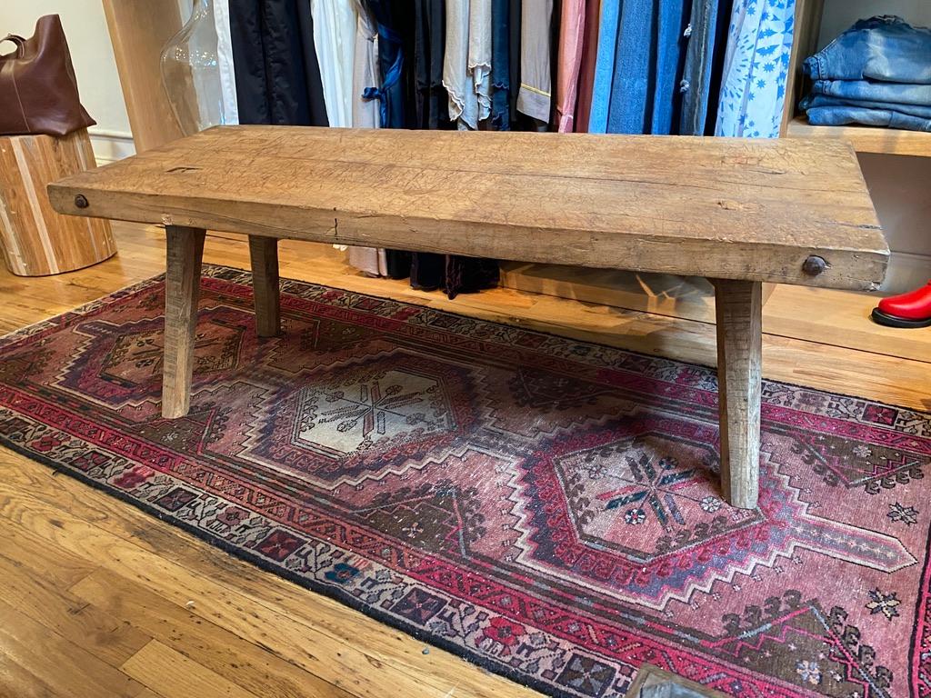 Vintage French Butcher Block Coffee Table 1