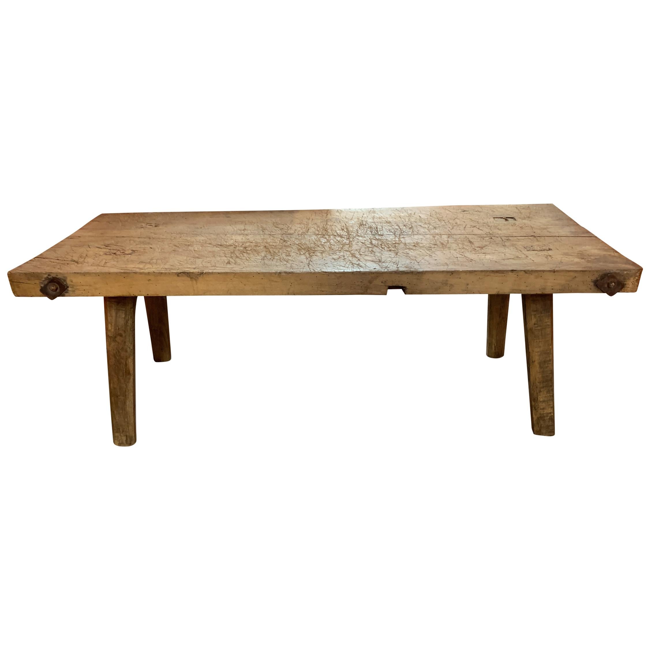 Vintage French Butcher Block Coffee Table