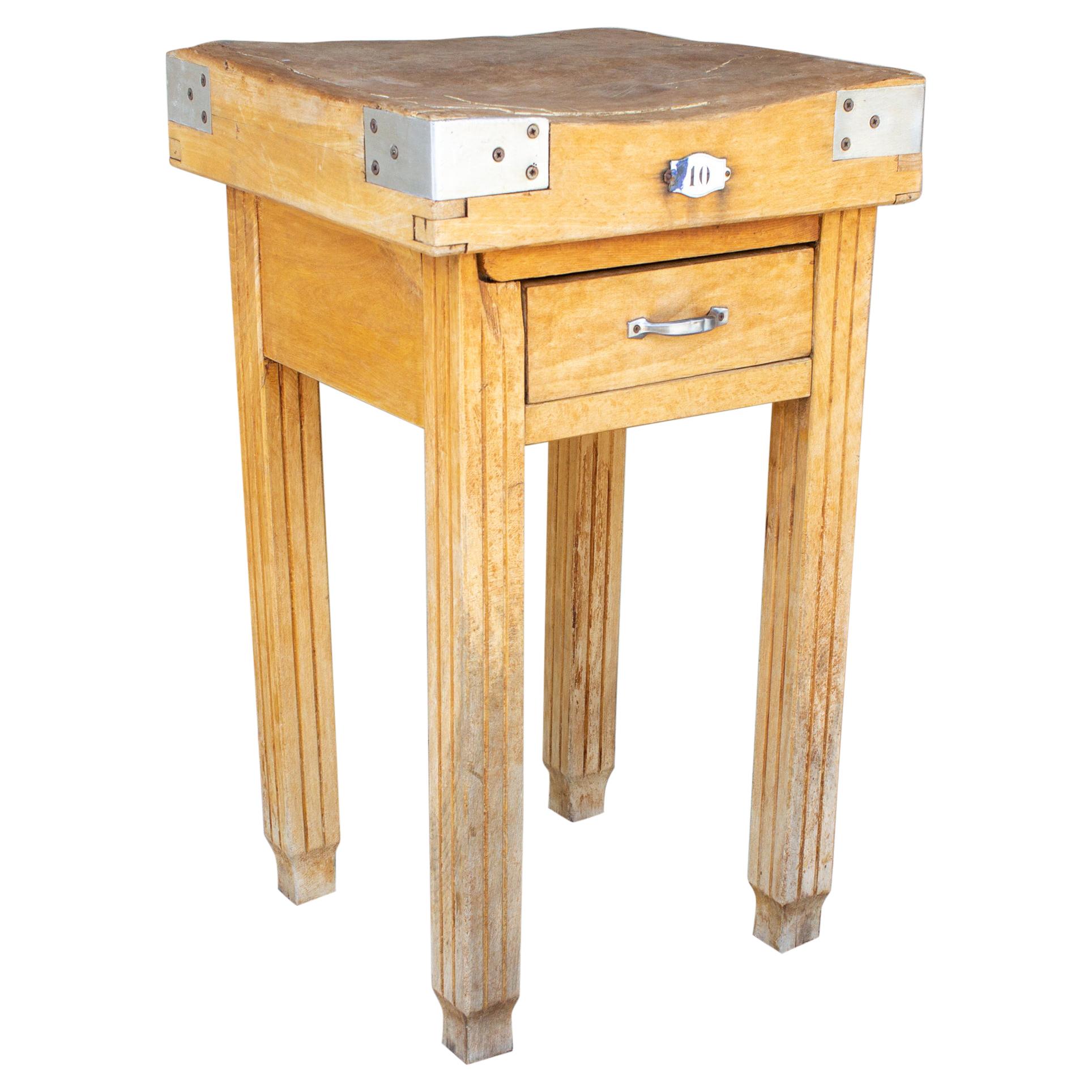 Vintage French Butcher Block Table with Drawer at 1stDibs butcher