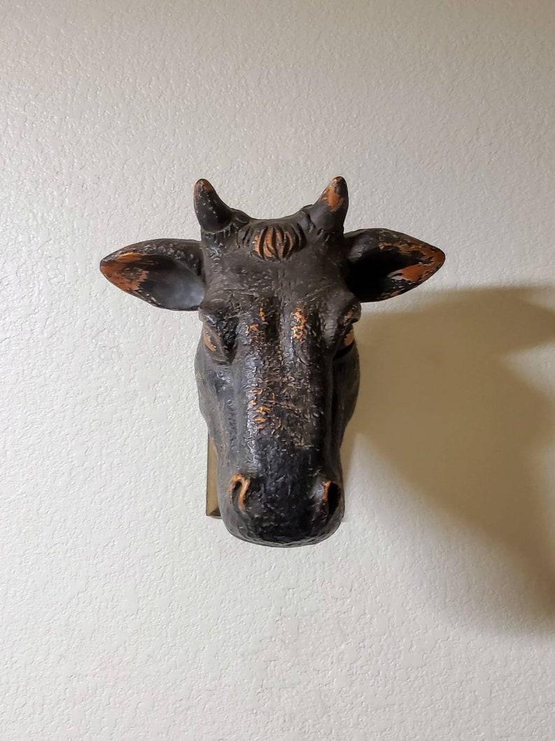 Vintage French Butcher Cow Head Sculpture 1