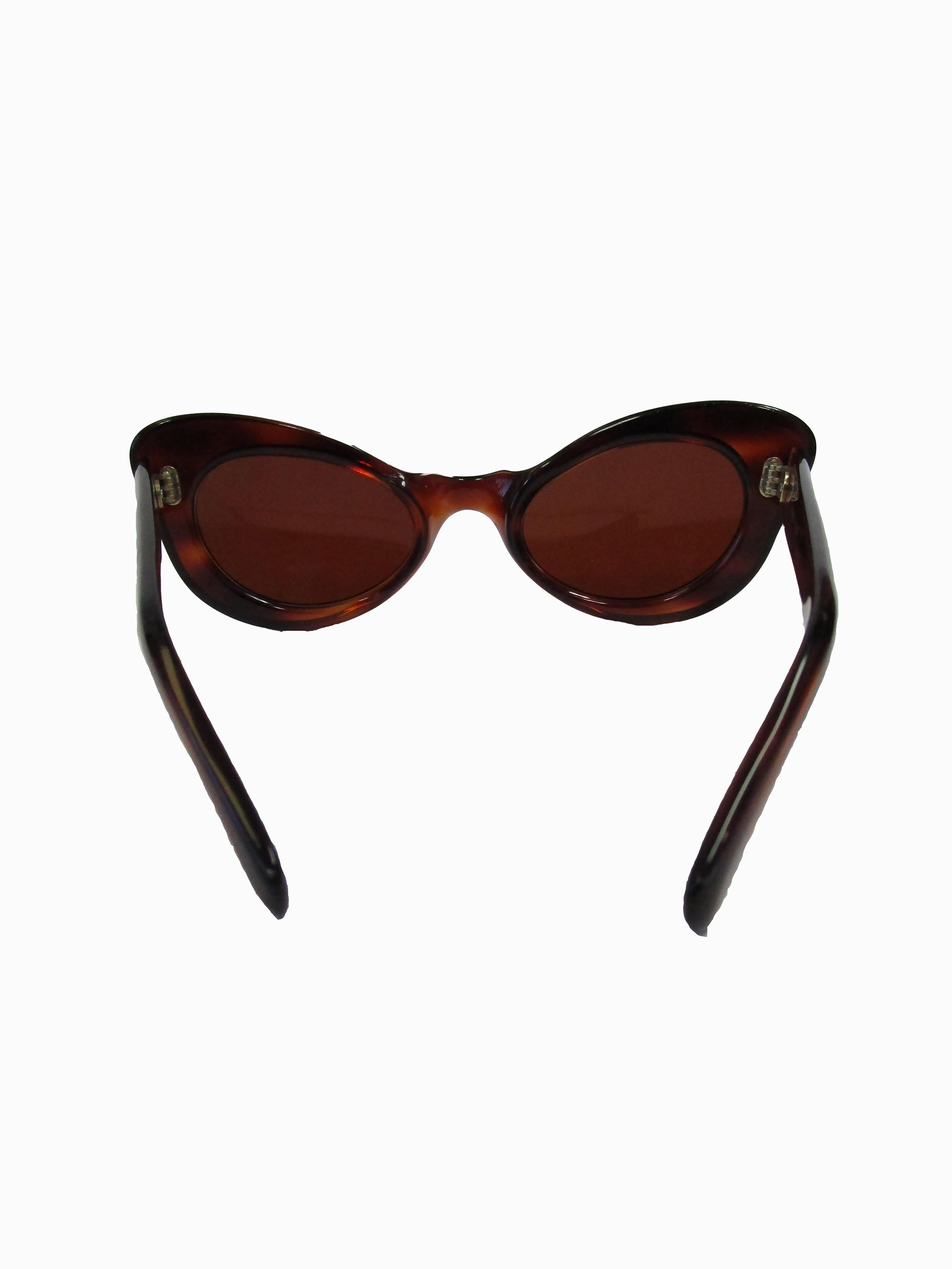 Black  Vintage French Butterfly Tortoise Sunglasses  For Sale