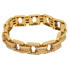 Vintage French Bvlgari 10 carat diamond 18k yellow gold bracelet