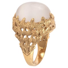 Anillo de vestir vintage francés con cabujón de piedra de luna
