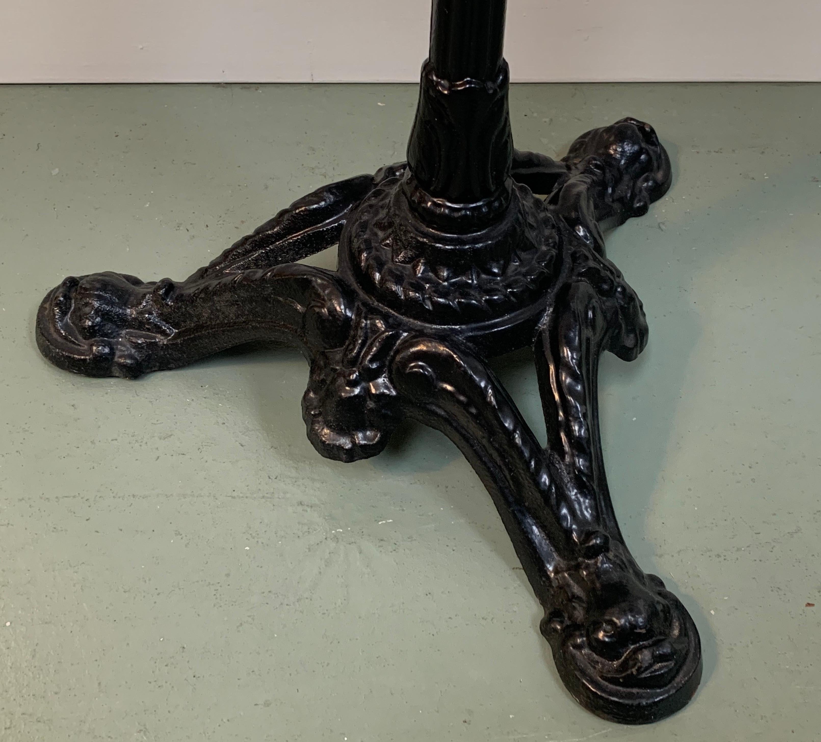 Brass Vintage French Cafe Bistro Table with Cast Iron Pedestal For Sale
