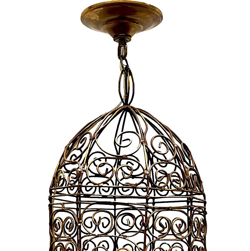 Gilt Vintage French Cage Lantern For Sale