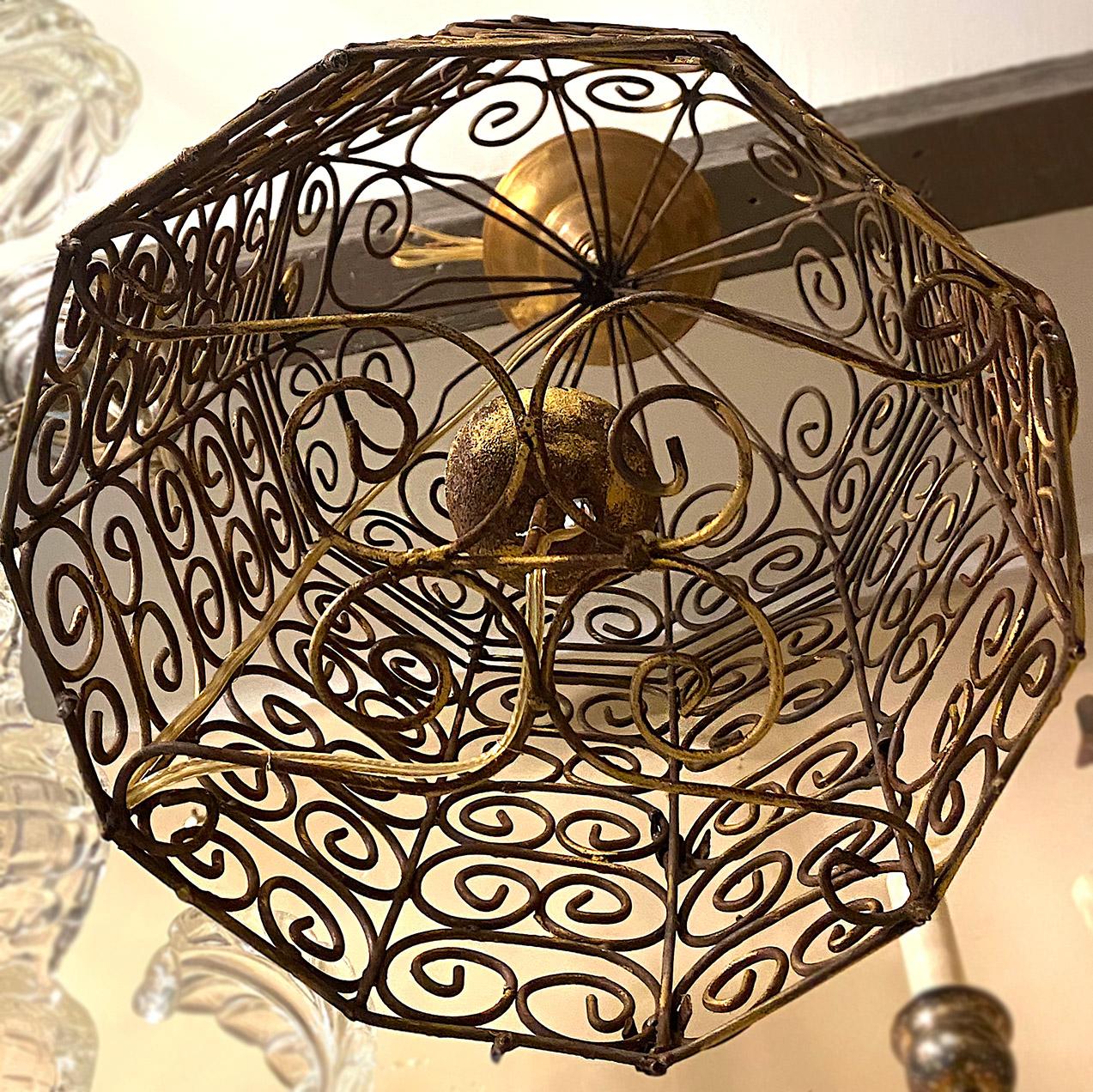 Mid-20th Century Vintage French Cage Lantern For Sale
